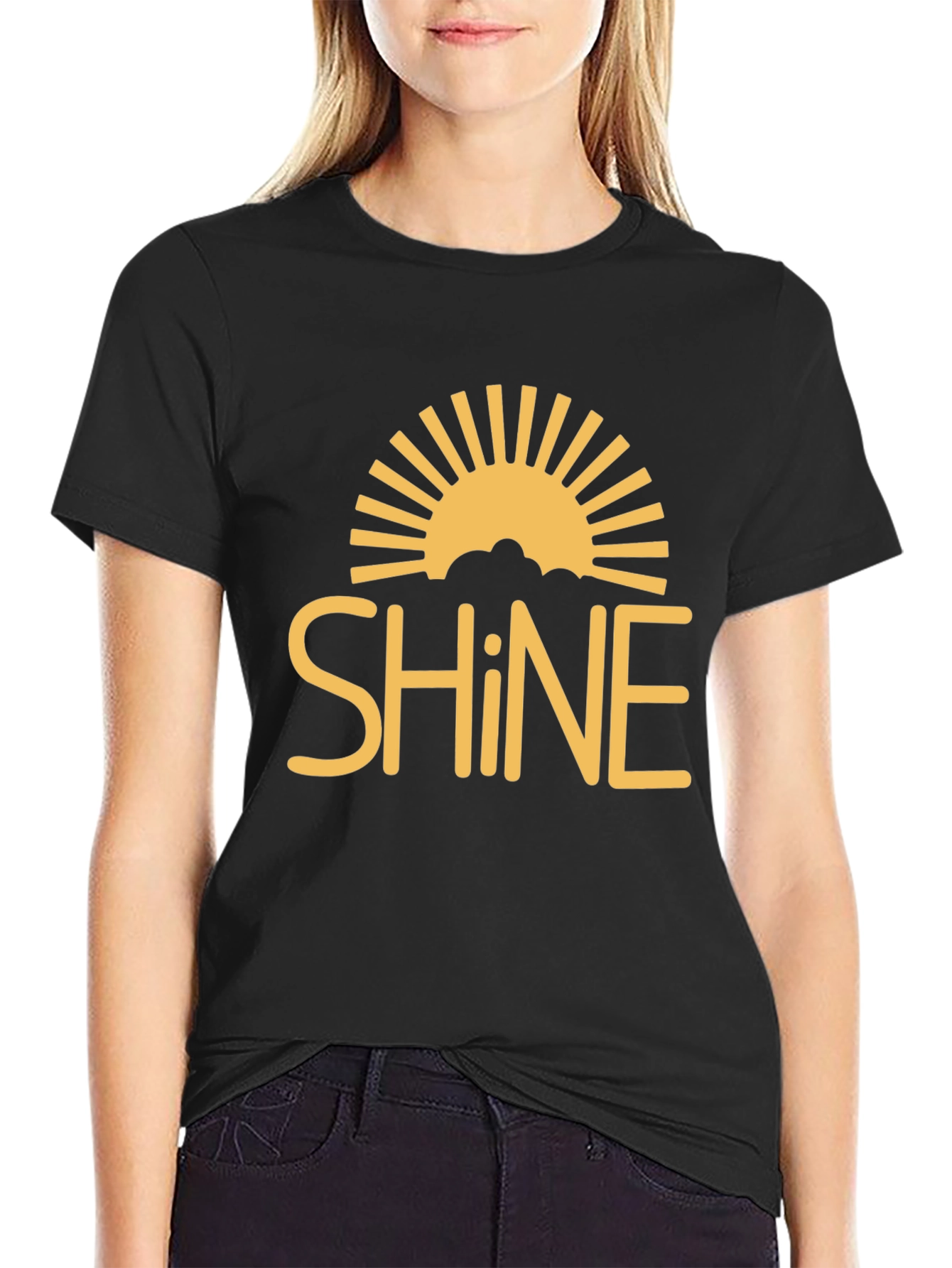 Sunshine Shine Graphic Tee - Black Cotton T-Shirt