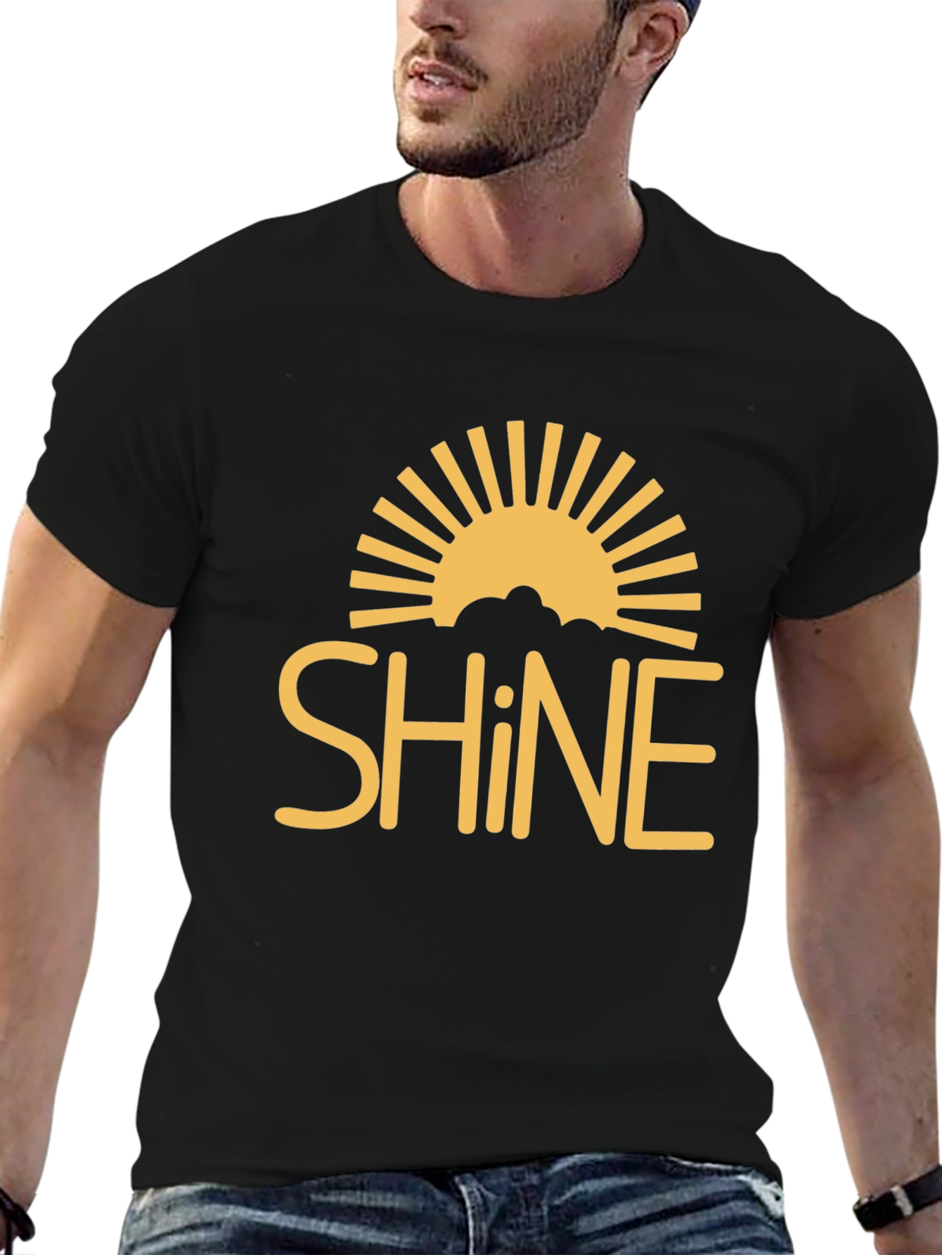 Sunshine Shine Graphic Tee - Black Cotton T-Shirt