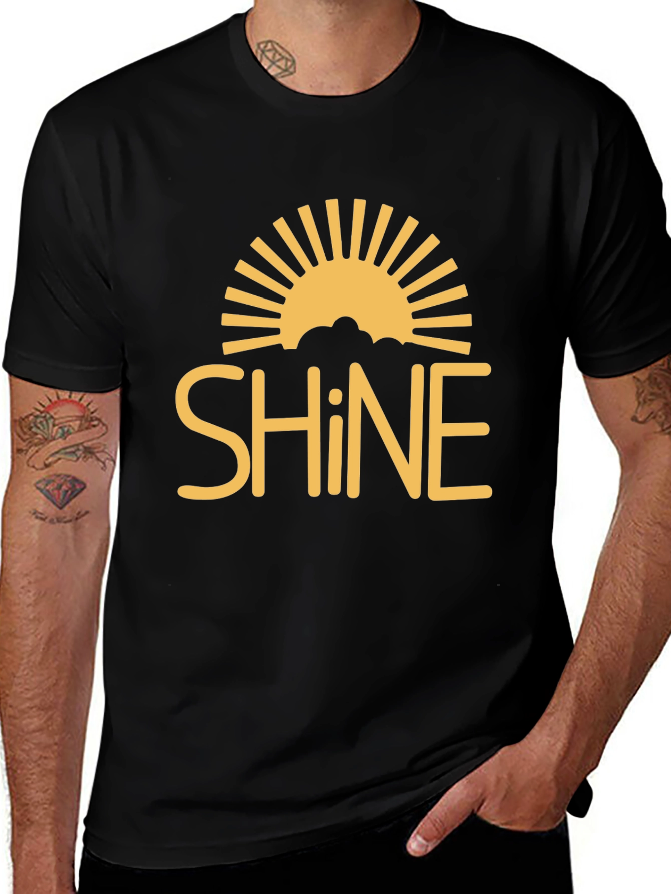 Sunshine Shine Graphic Tee - Black Cotton T-Shirt