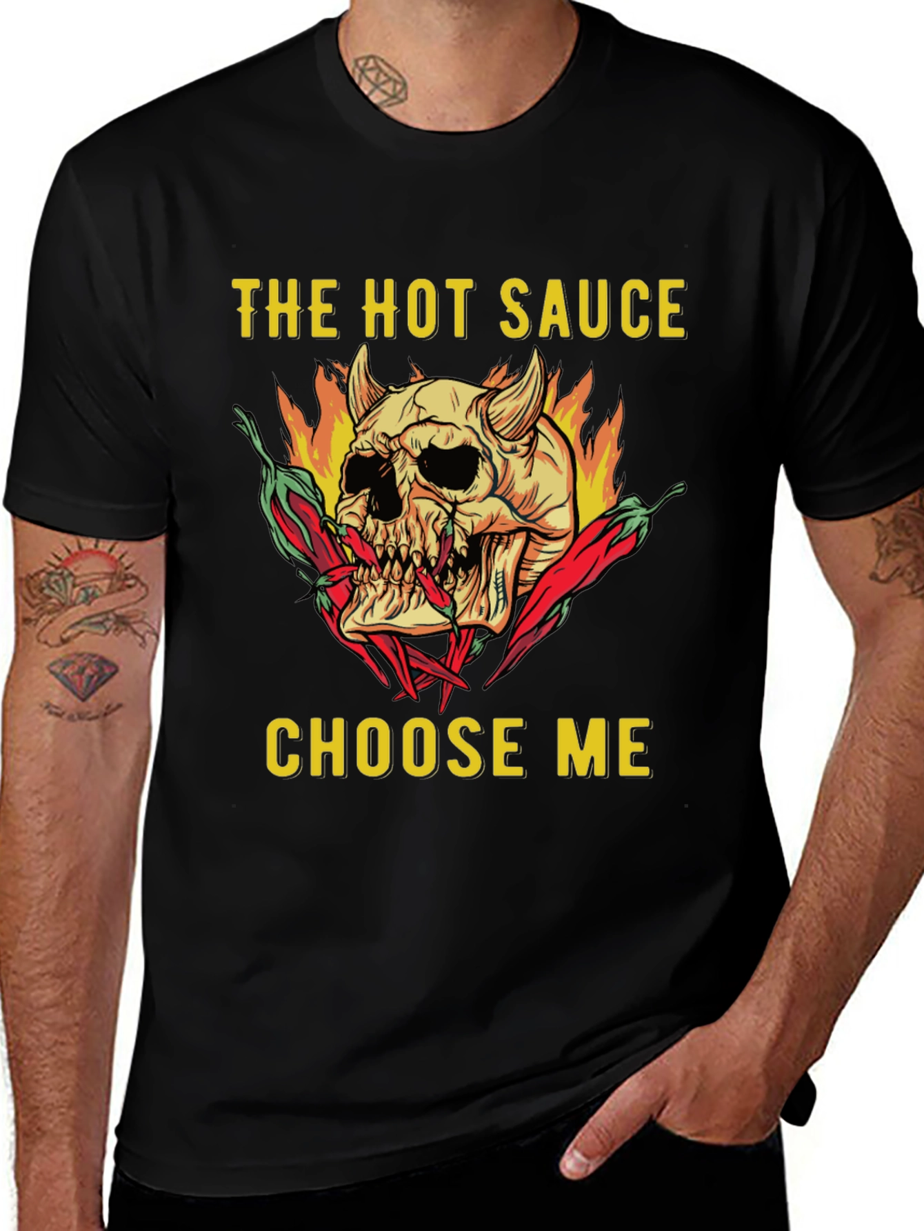 The Hot Sauce Choose Me Skull Graphic T-Shirt