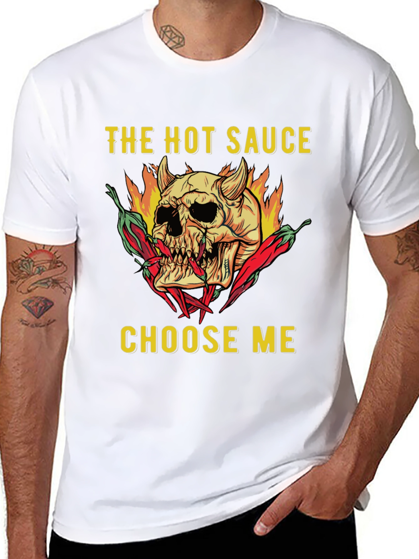 The Hot Sauce Choose Me Skull Graphic T-Shirt