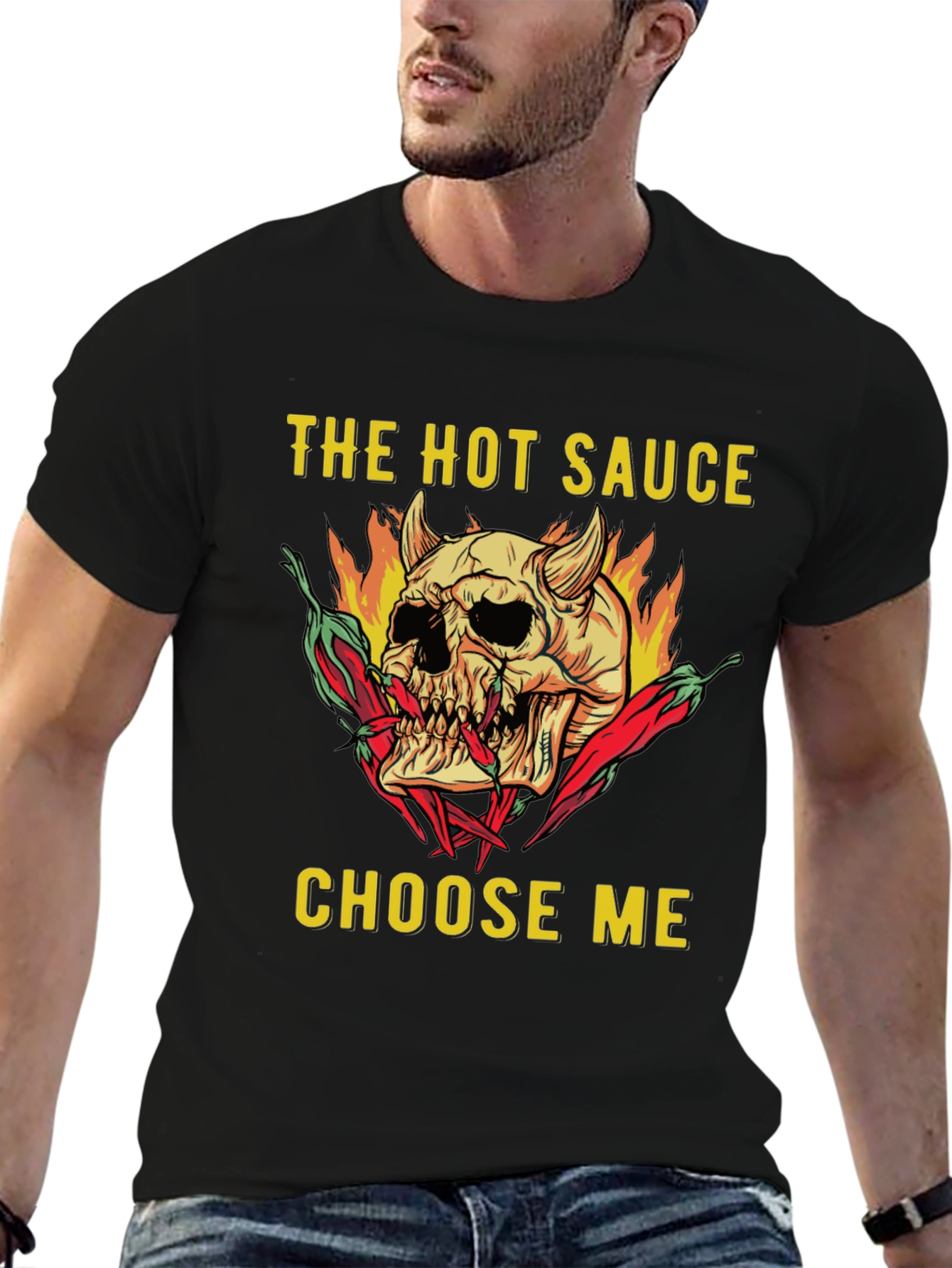 The Hot Sauce Choose Me Skull Graphic T-Shirt