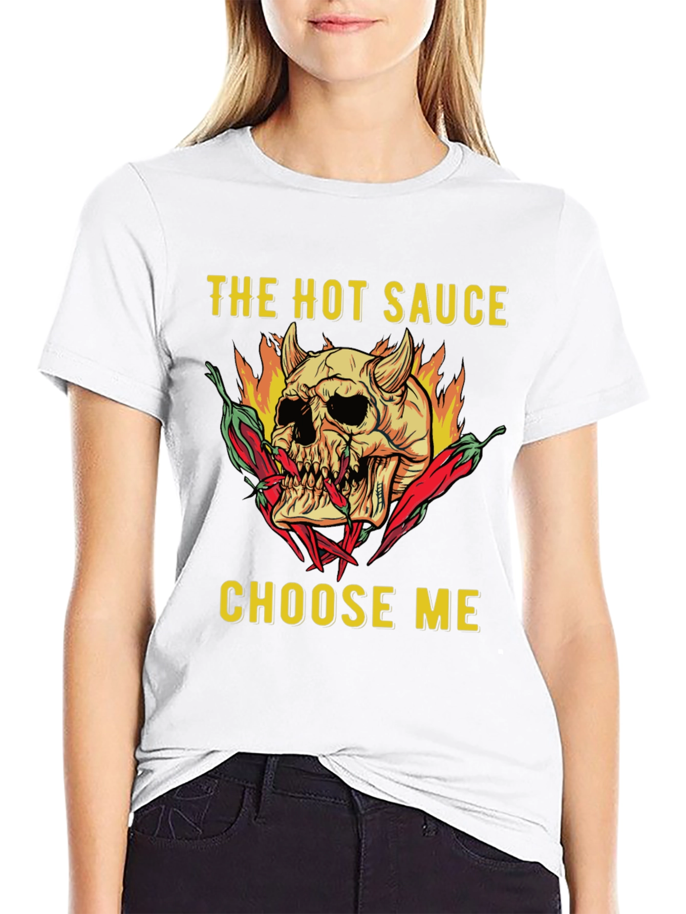 The Hot Sauce Choose Me Skull Graphic T-Shirt