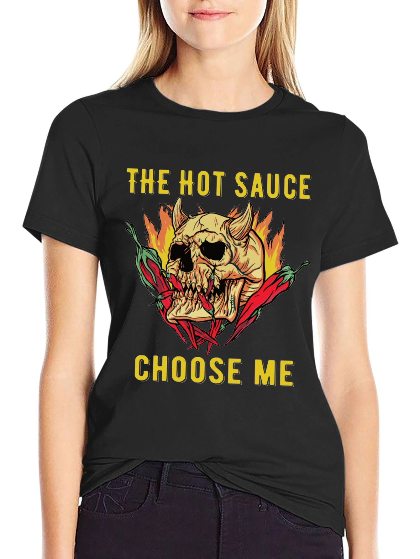 The Hot Sauce Choose Me Skull Graphic T-Shirt