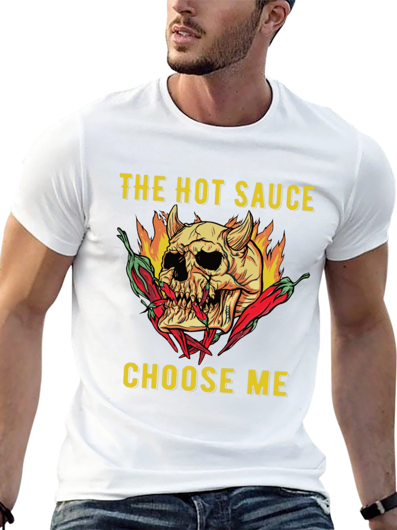 The Hot Sauce Choose Me Skull Graphic T-Shirt