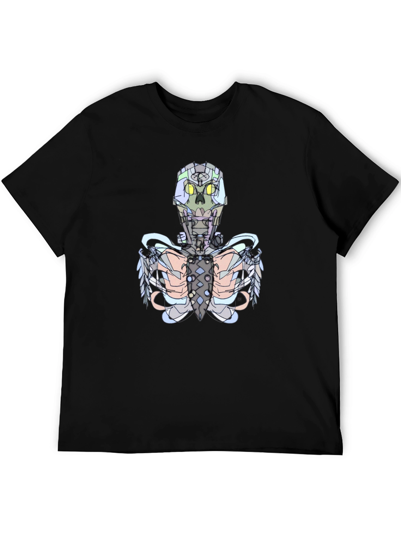Futuristic Skeleton Graphic Tee - Black
