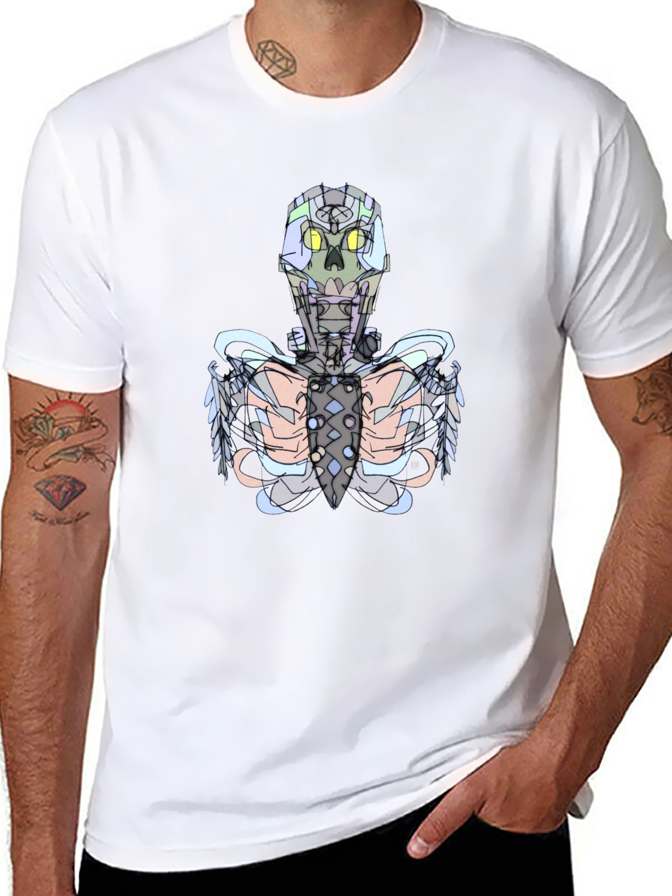 Futuristic Skeleton Graphic Tee - Black