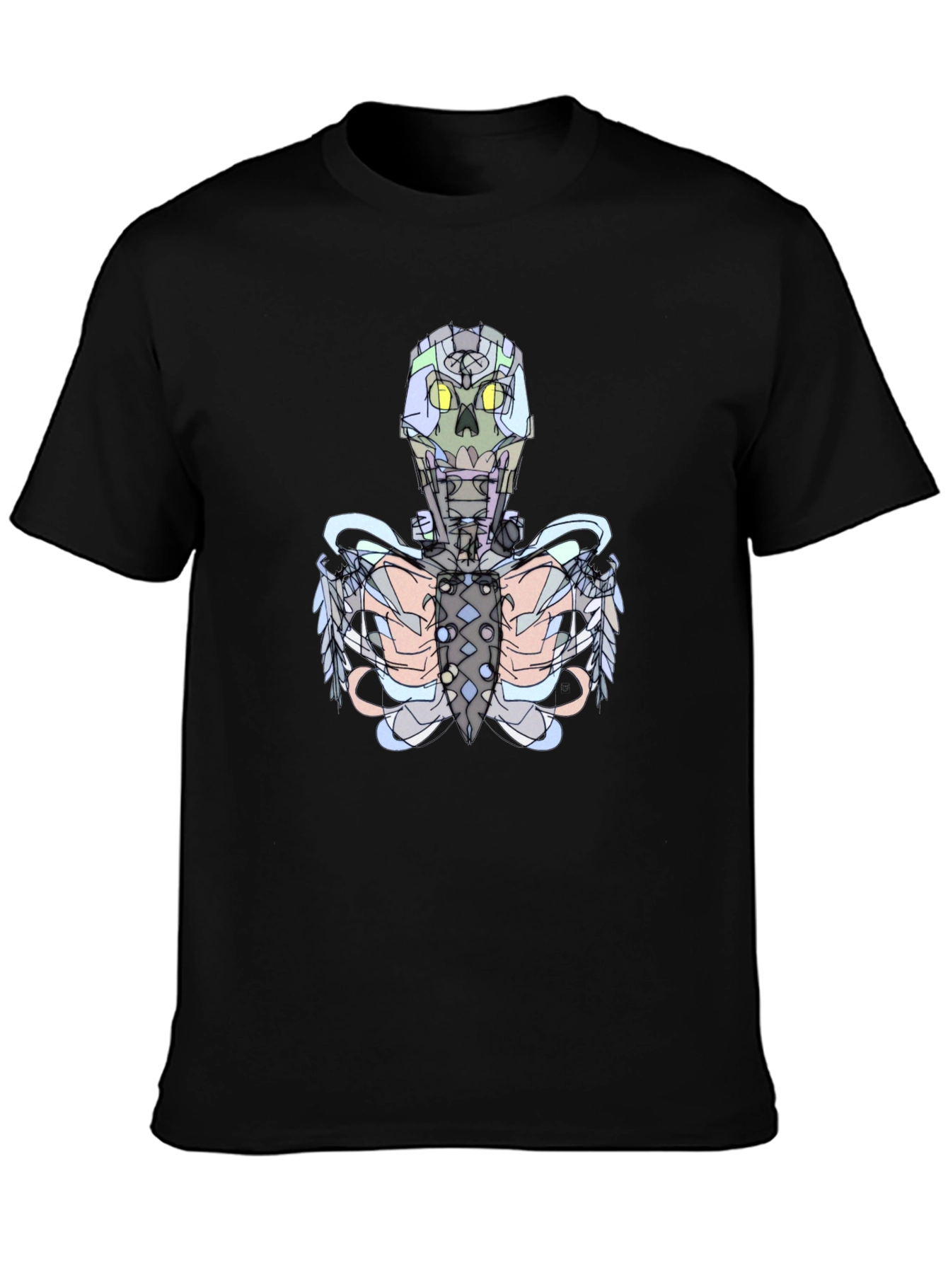 Futuristic Skeleton Graphic Tee - Black