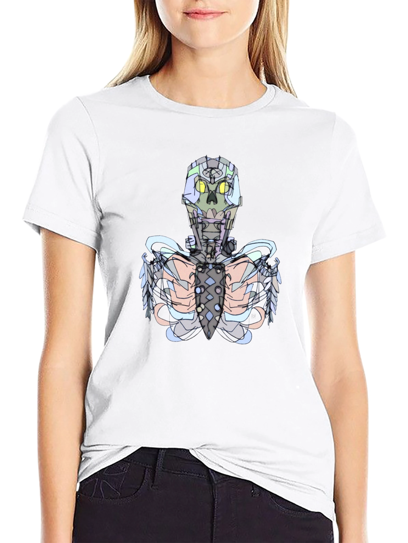 Futuristic Skeleton Graphic Tee - Black