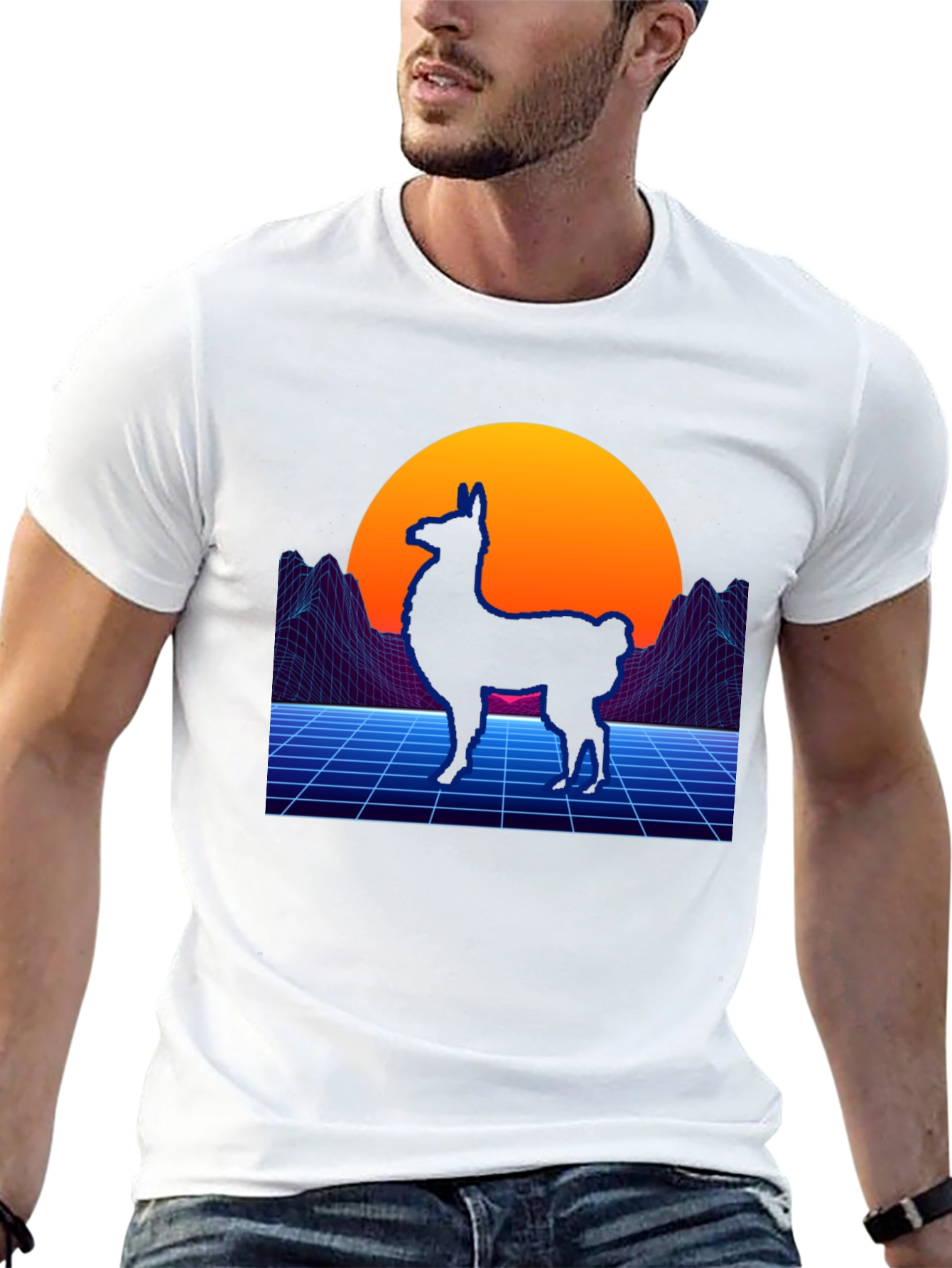 Retro Llama Graphic T-Shirt - Vaporwave Style