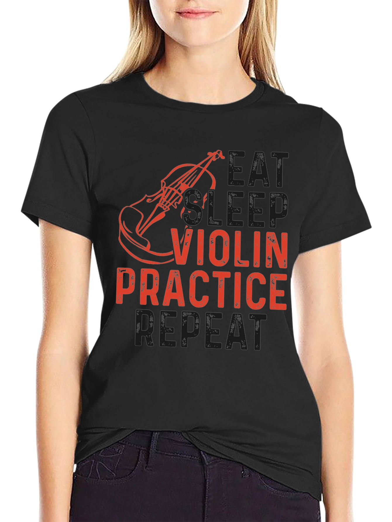 Eat Sleep Violin Practice Repeat Black T-Shirt