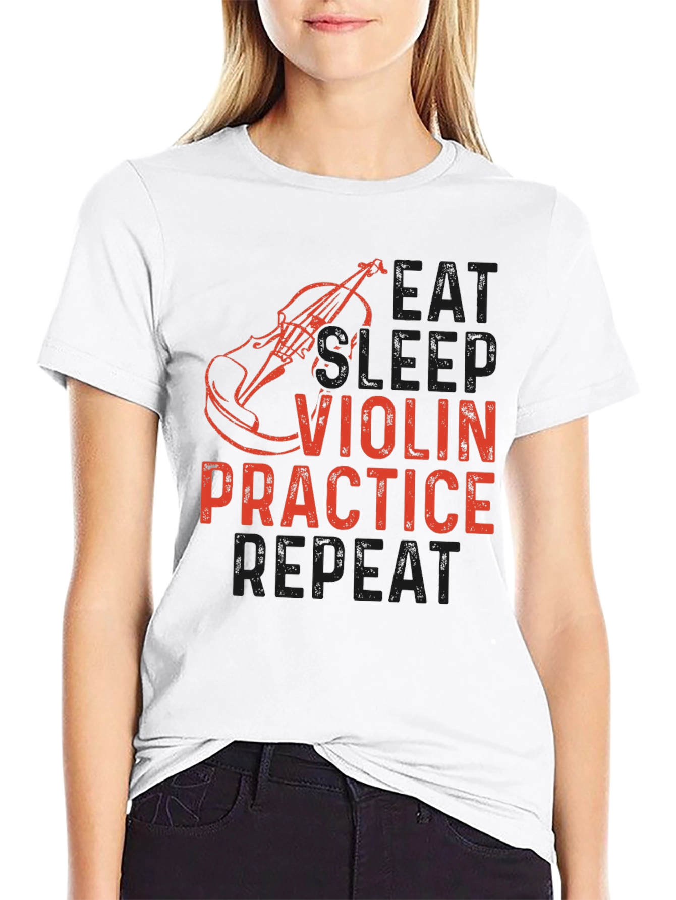 Eat Sleep Violin Practice Repeat Black T-Shirt