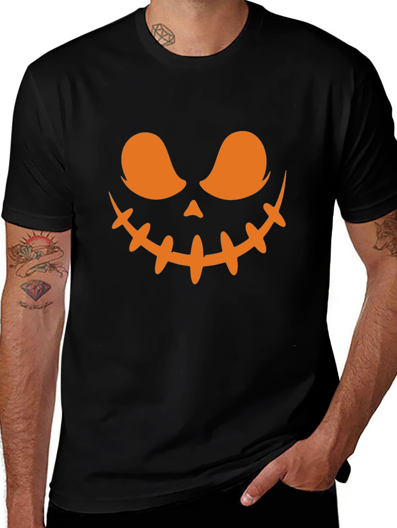 Spooky Halloween Face T-Shirt - Black