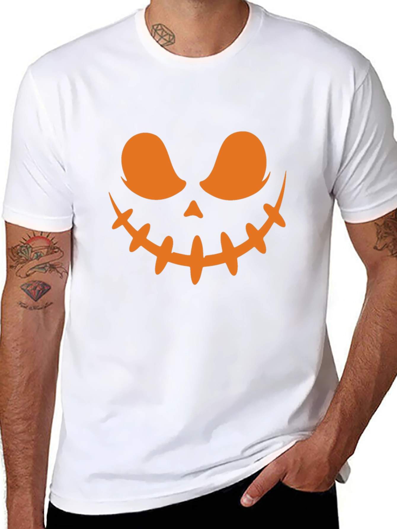 Spooky Halloween Face T-Shirt - Black