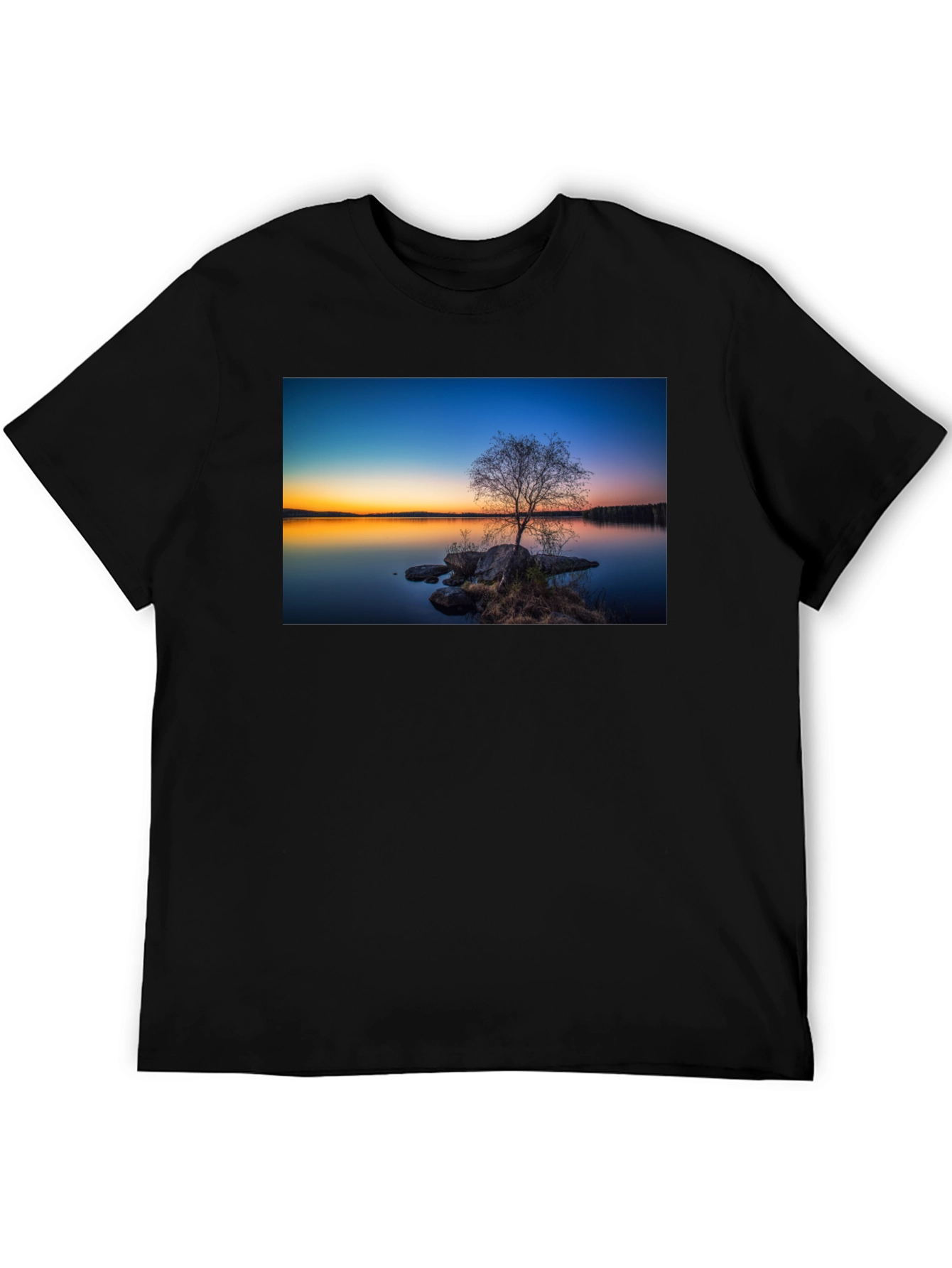 Nature Sunset Graphic Tee - Black