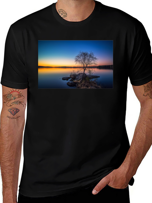Nature Sunset Graphic Tee - Black