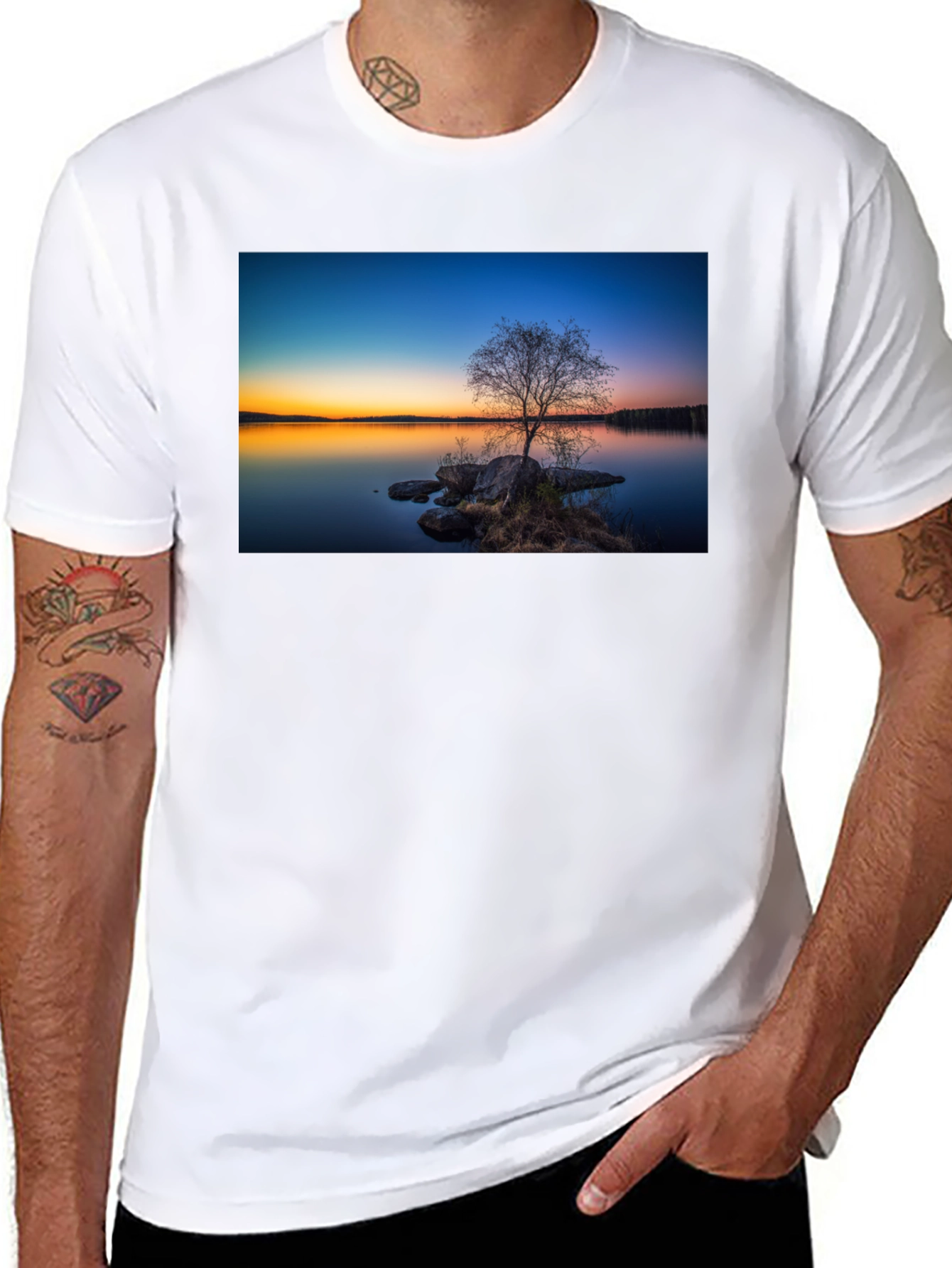 Nature Sunset Graphic Tee - Black