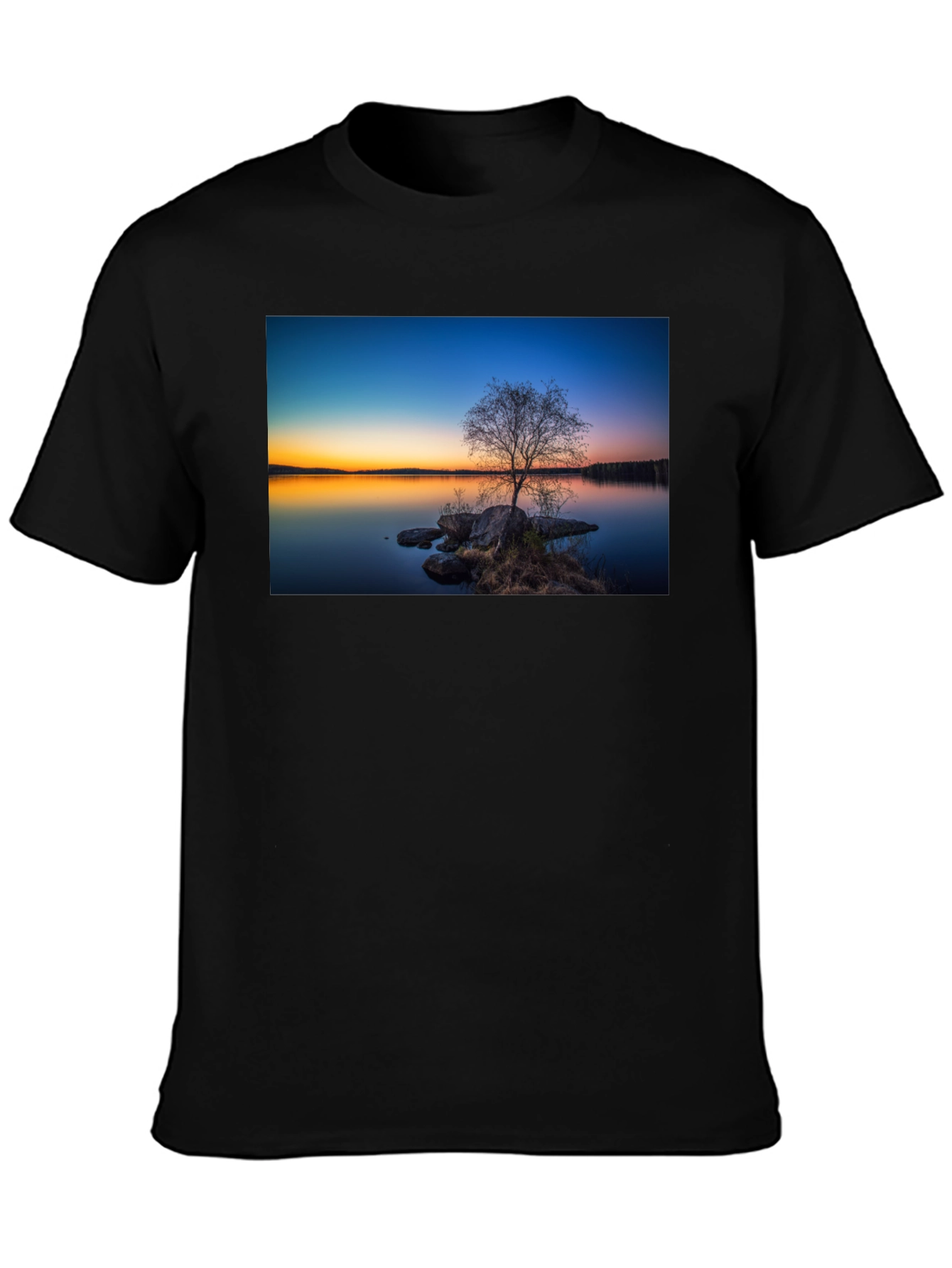 Nature Sunset Graphic Tee - Black