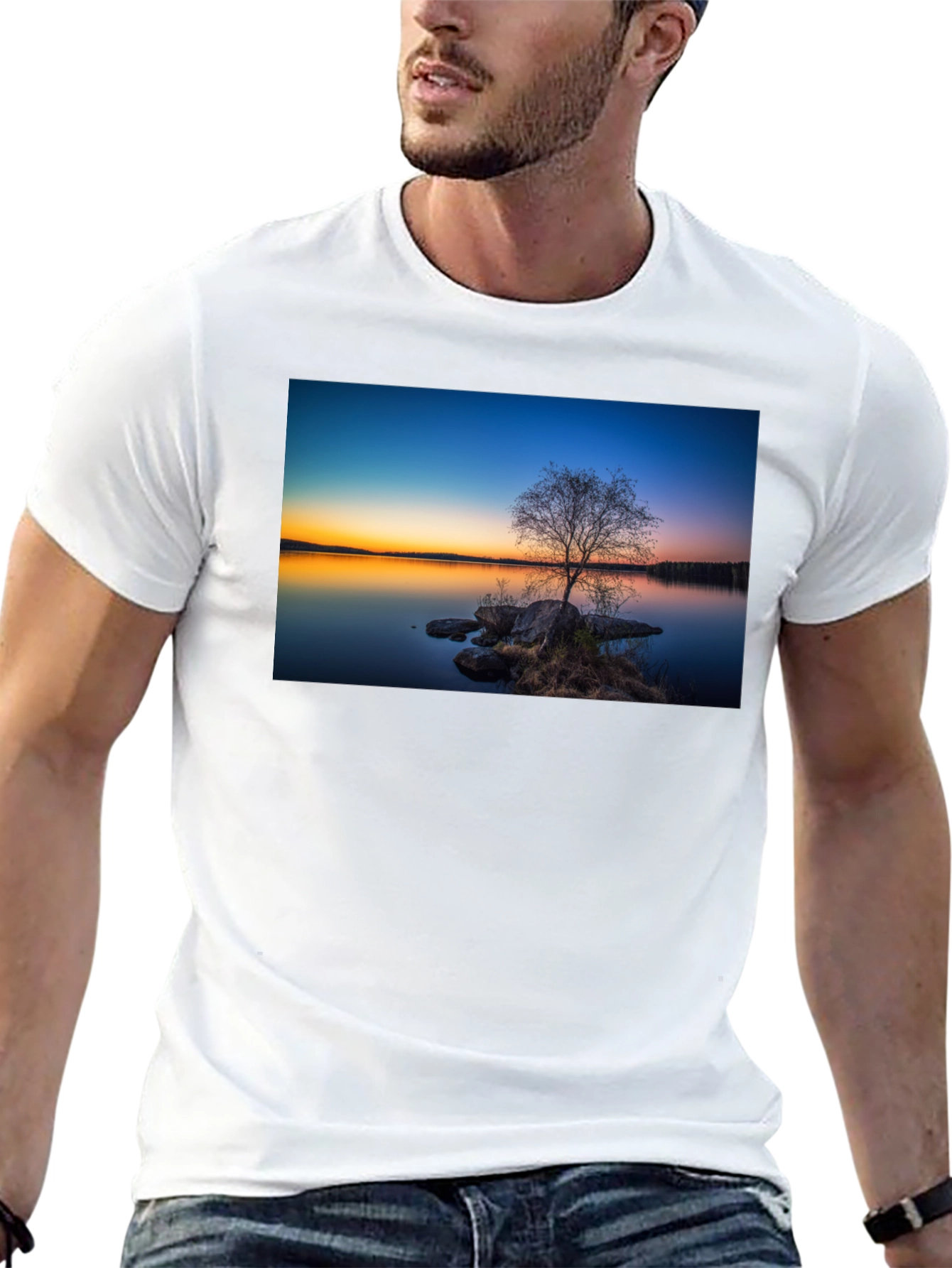 Nature Sunset Graphic Tee - Black
