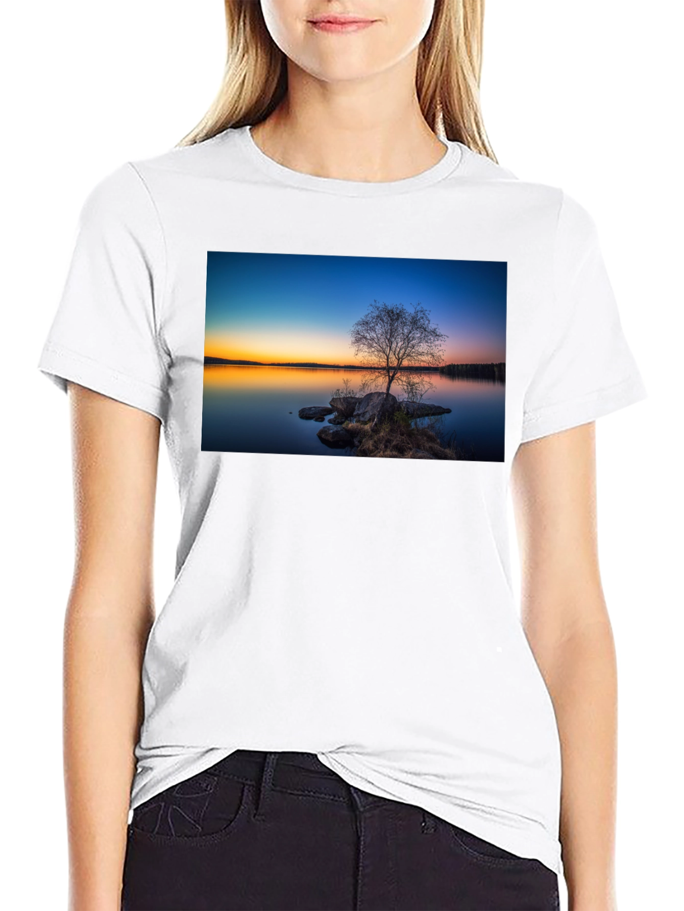 Nature Sunset Graphic Tee - Black