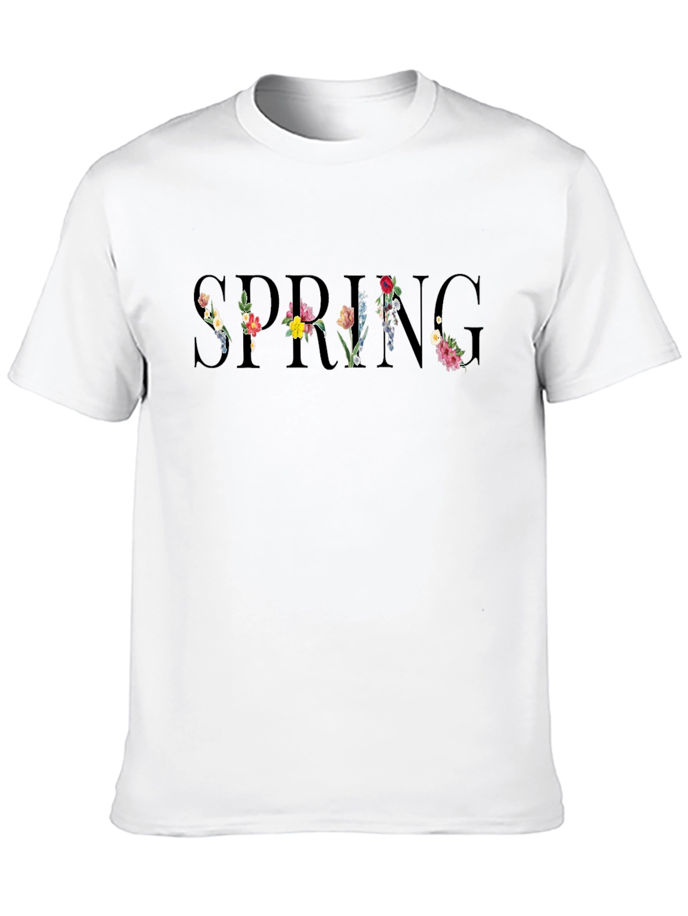Floral Spring Black T-Shirt