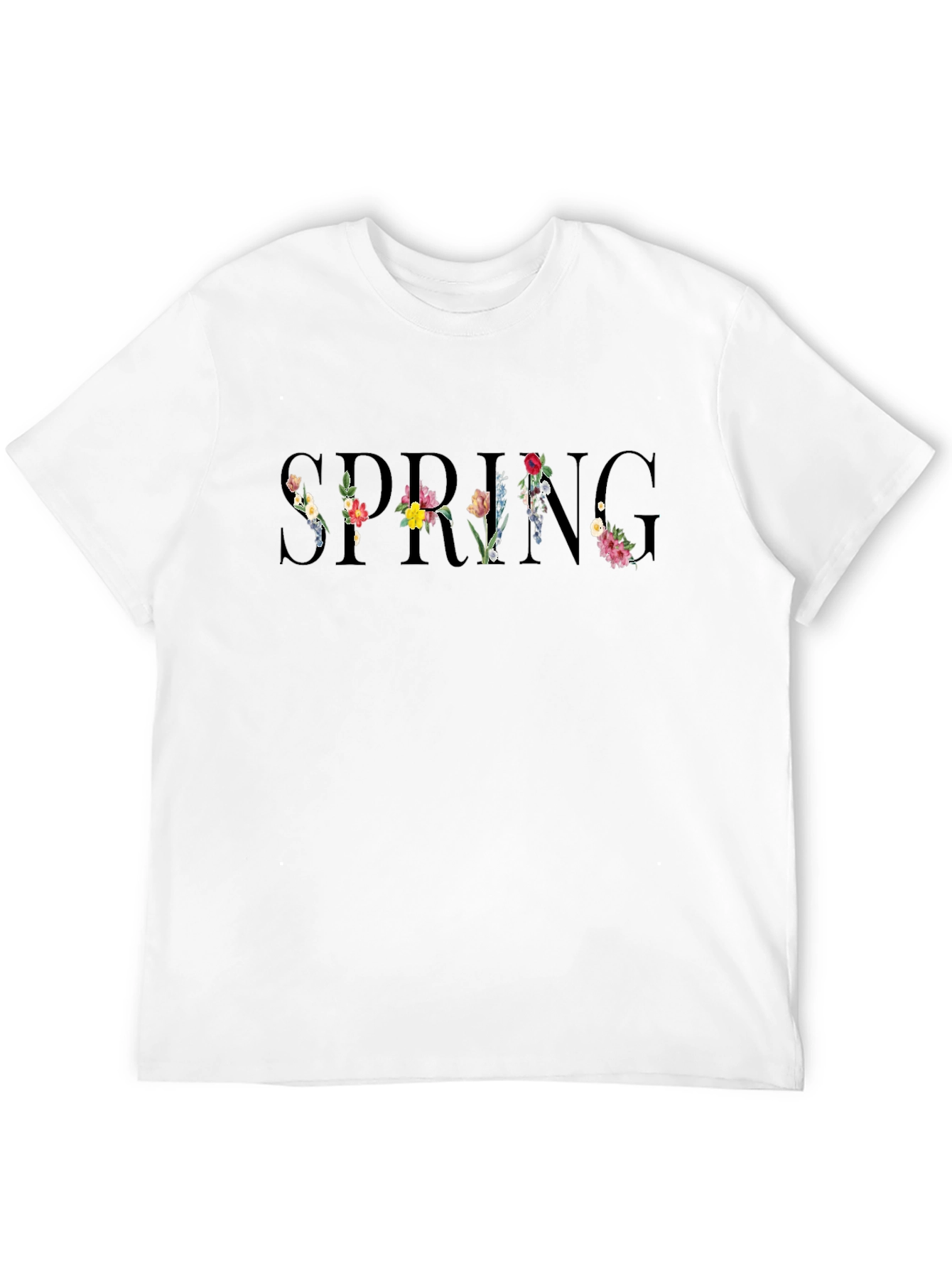 Floral Spring Black T-Shirt