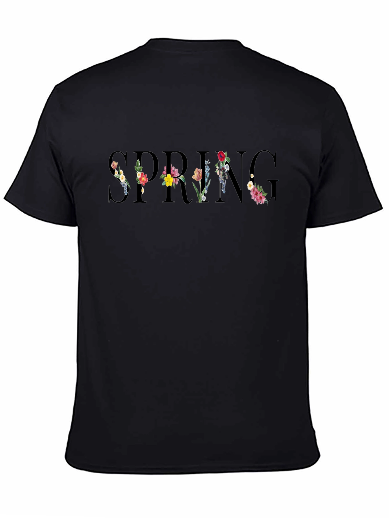 Floral Spring Black T-Shirt