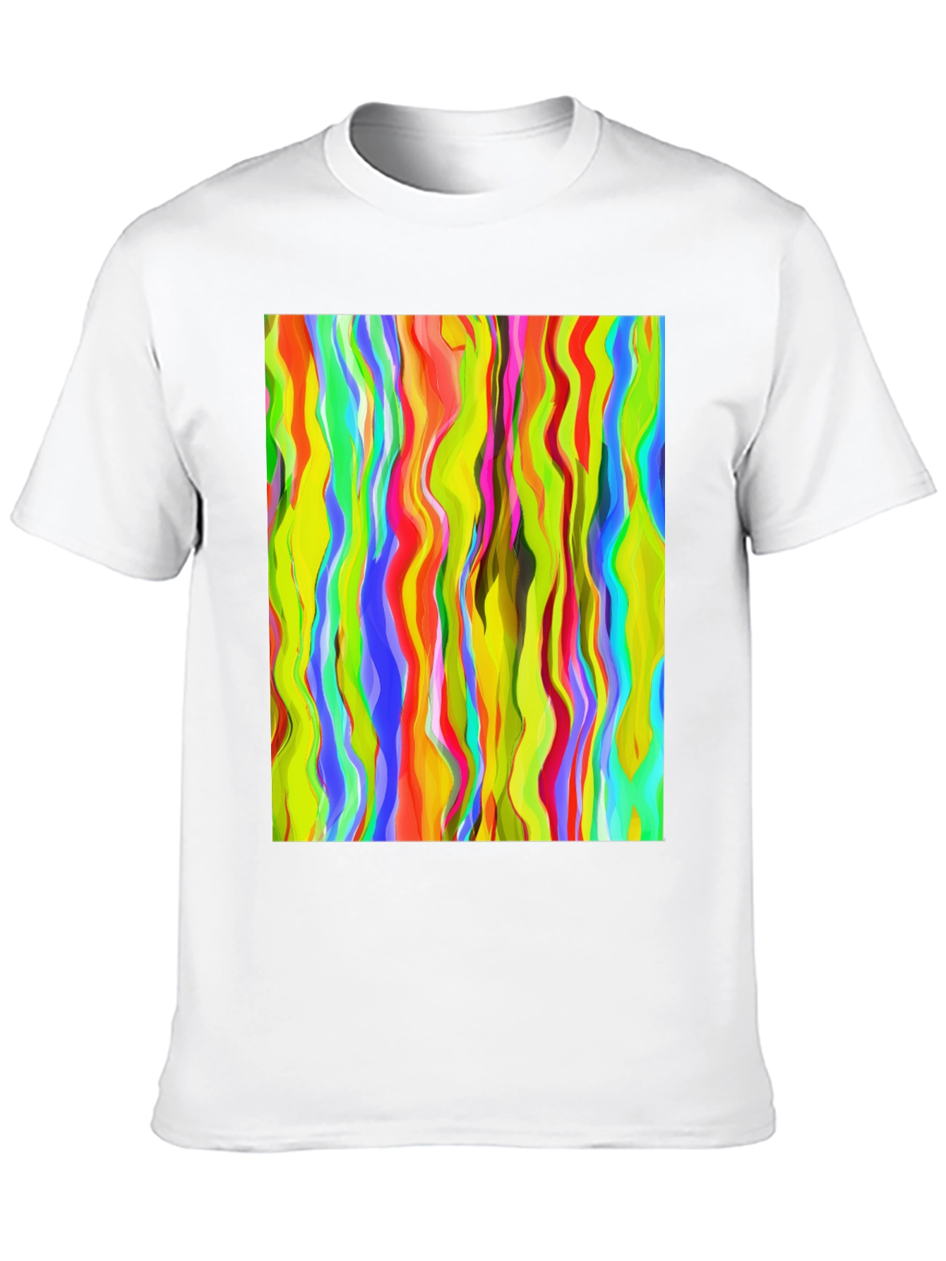 Vibrant Abstract Wave Print Black T-Shirt