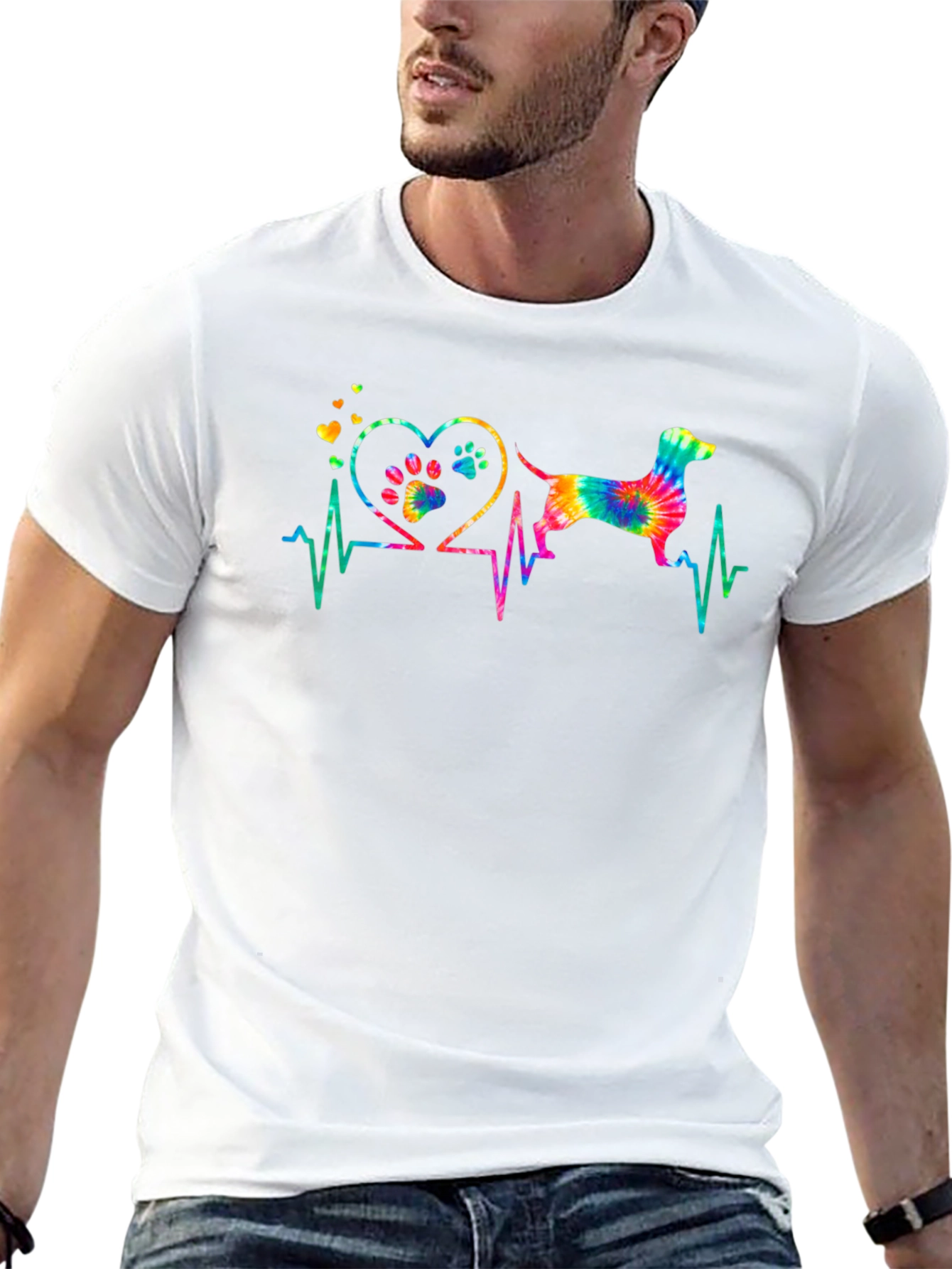 Dachshund Heartbeat Tie-Dye T-Shirt