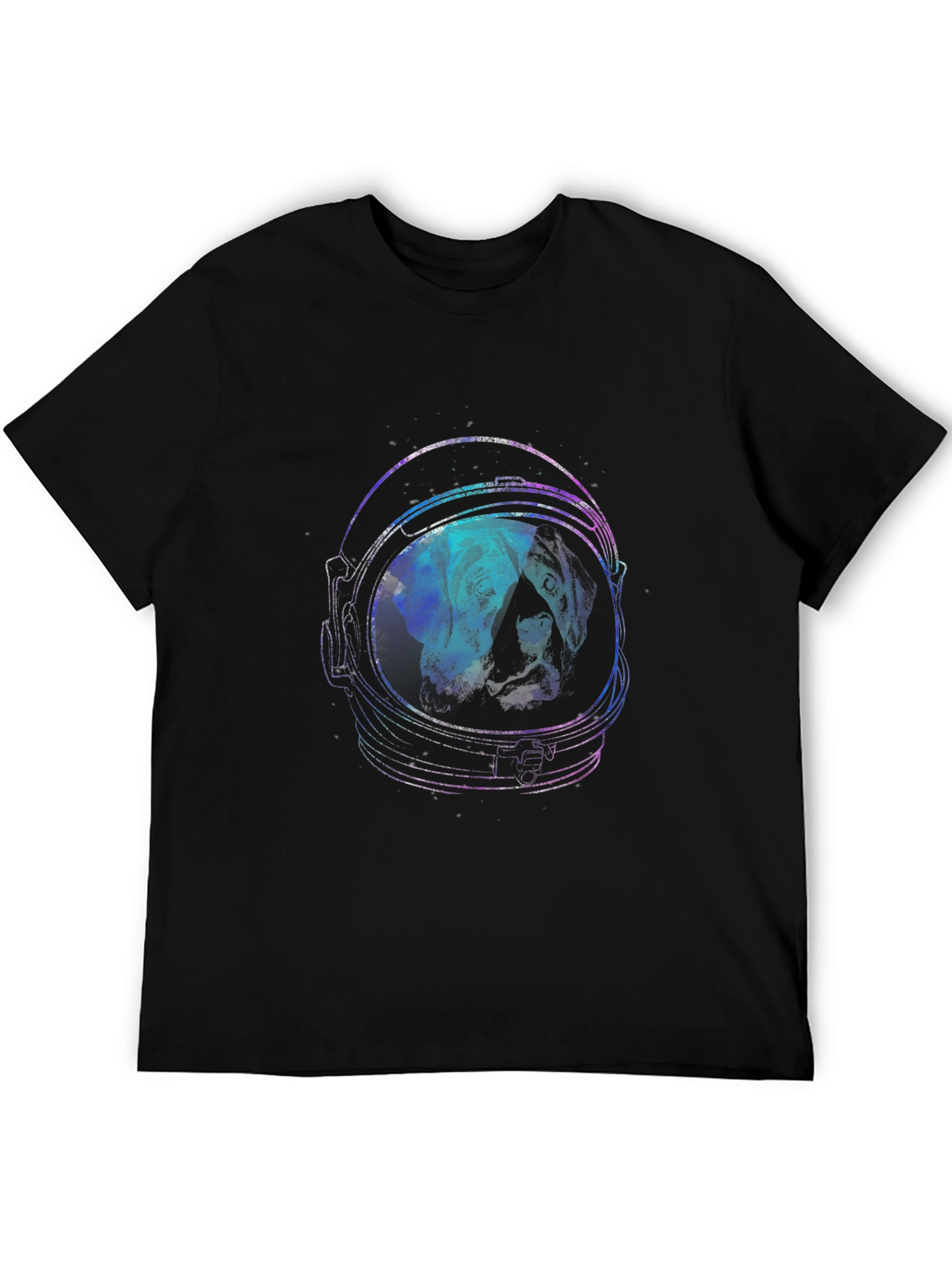 Astronaut Dog Graphic Tee - Black Cotton T-Shirt