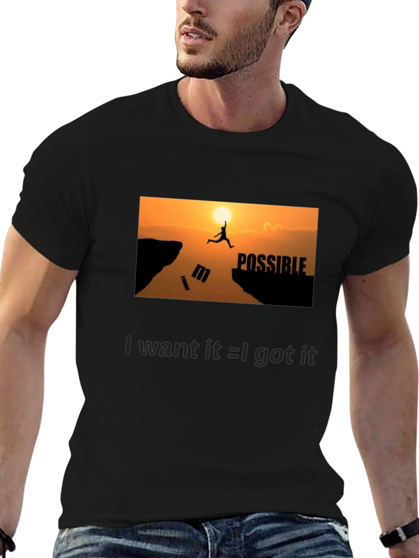 Motivational Black Graphic T-Shirt - Im Possible