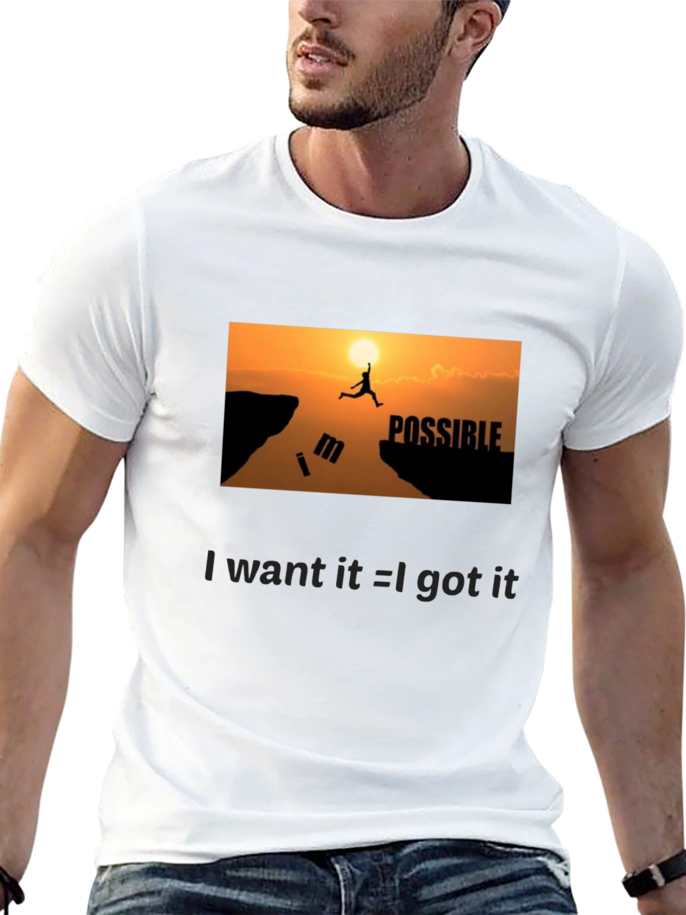 Motivational Black Graphic T-Shirt - Im Possible