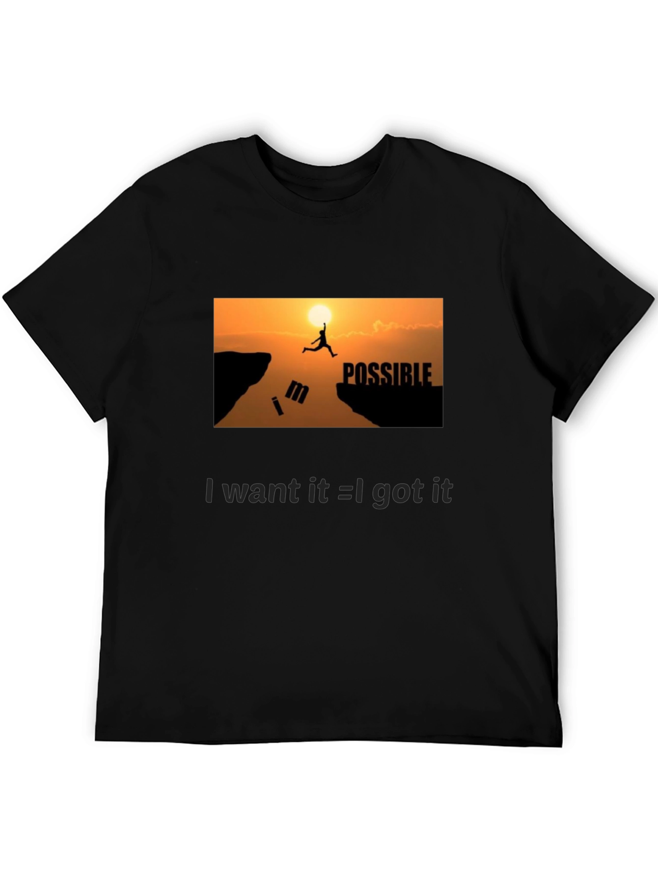 Motivational Black Graphic T-Shirt - Im Possible