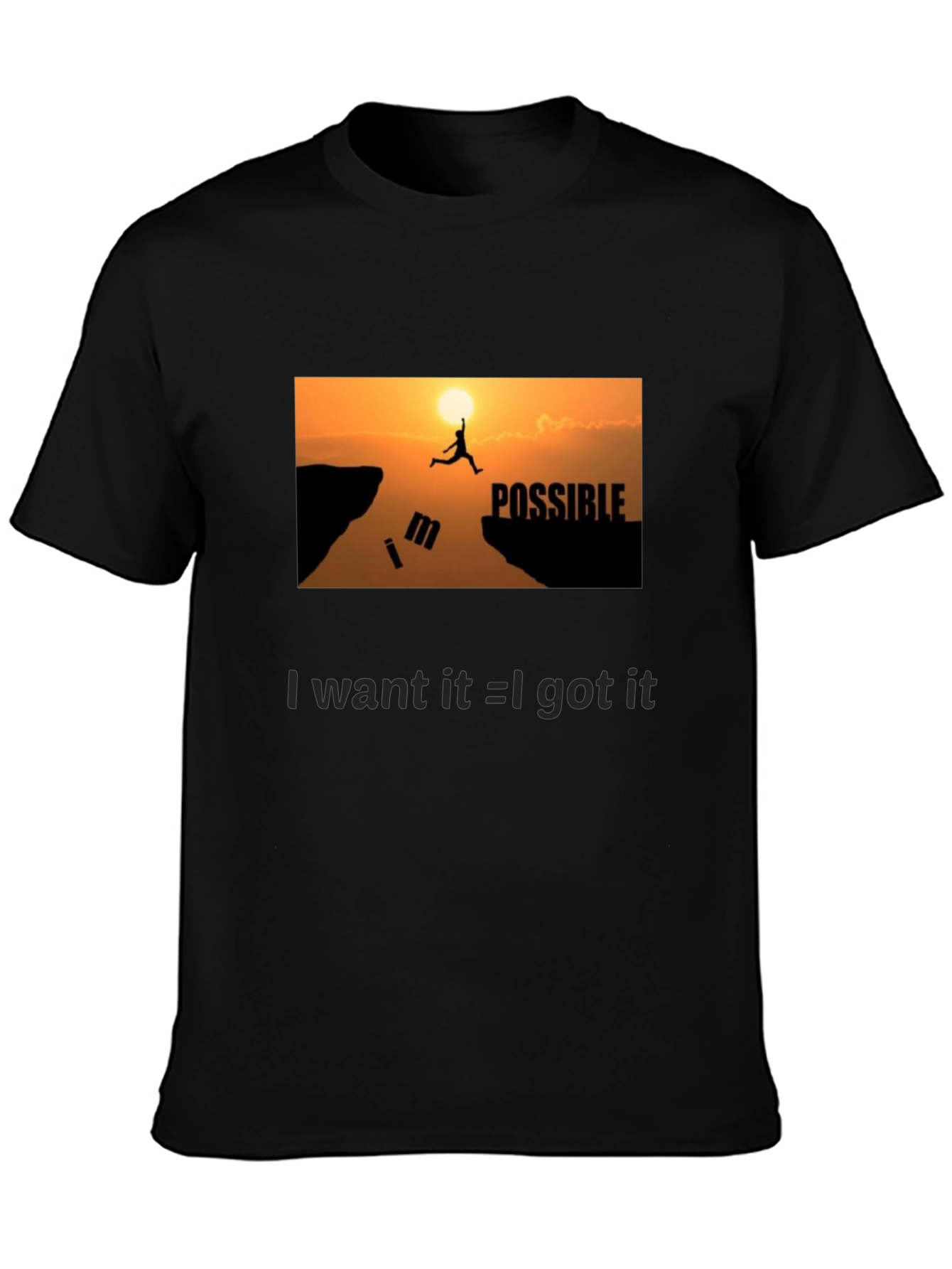 Motivational Black Graphic T-Shirt - Im Possible