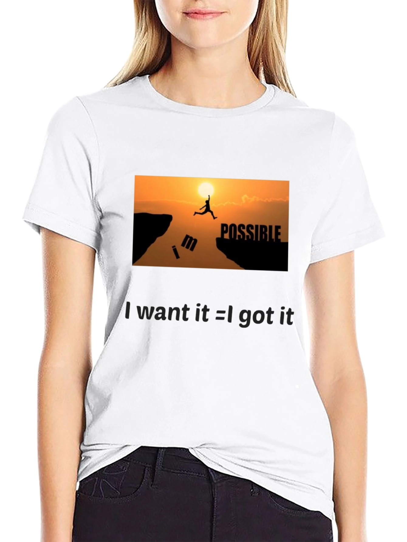 Motivational Black Graphic T-Shirt - Im Possible
