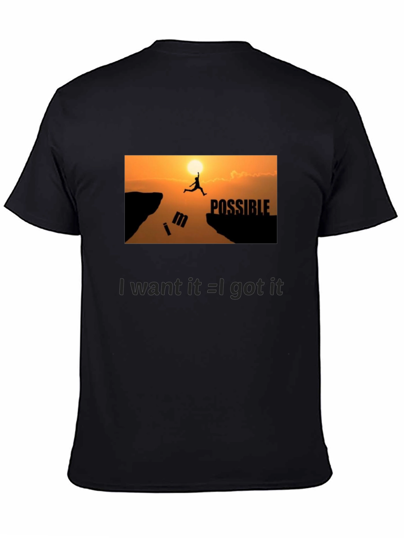 Motivational Black Graphic T-Shirt - Im Possible