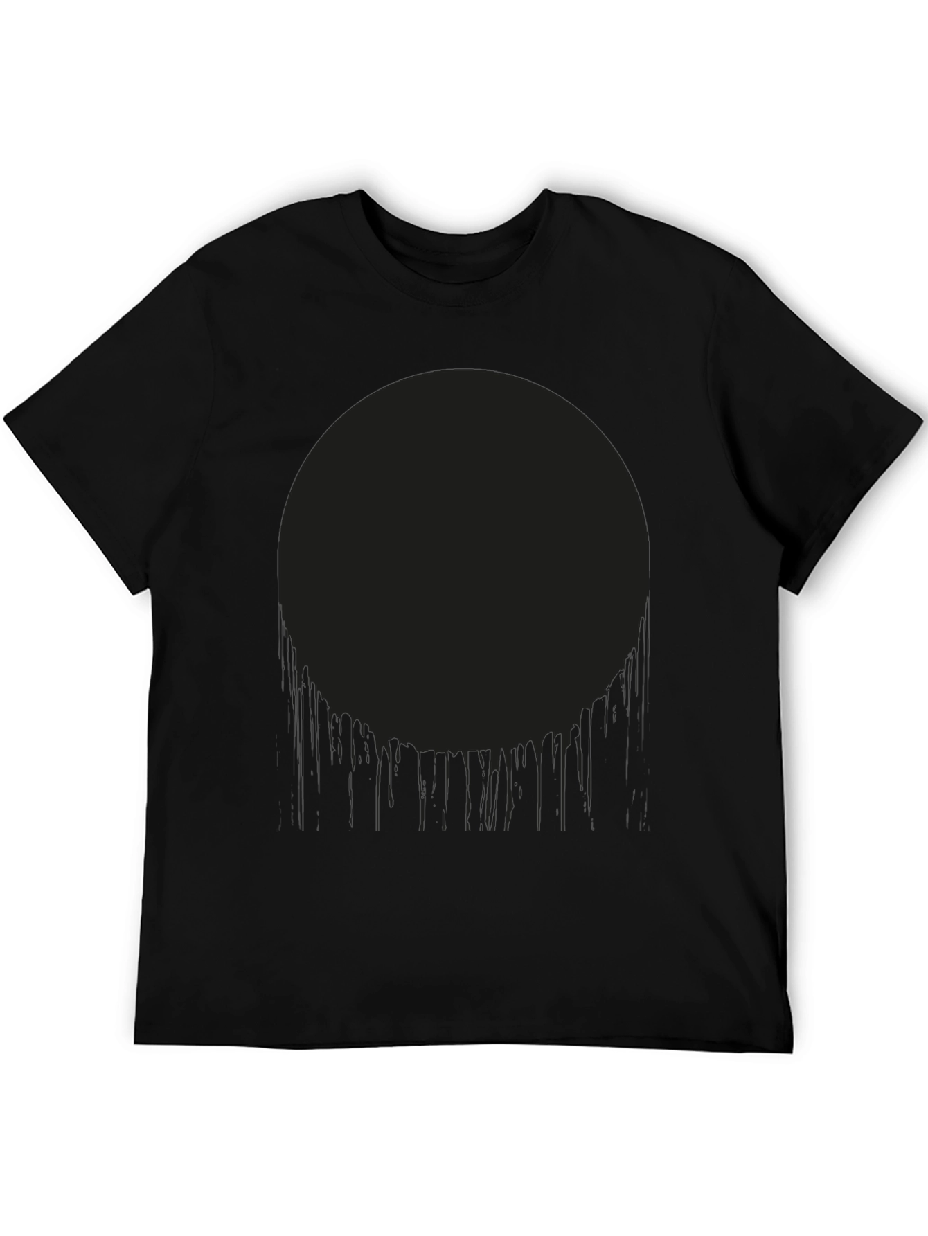 Mens Black Graphic Tee - Dripping Circle Design