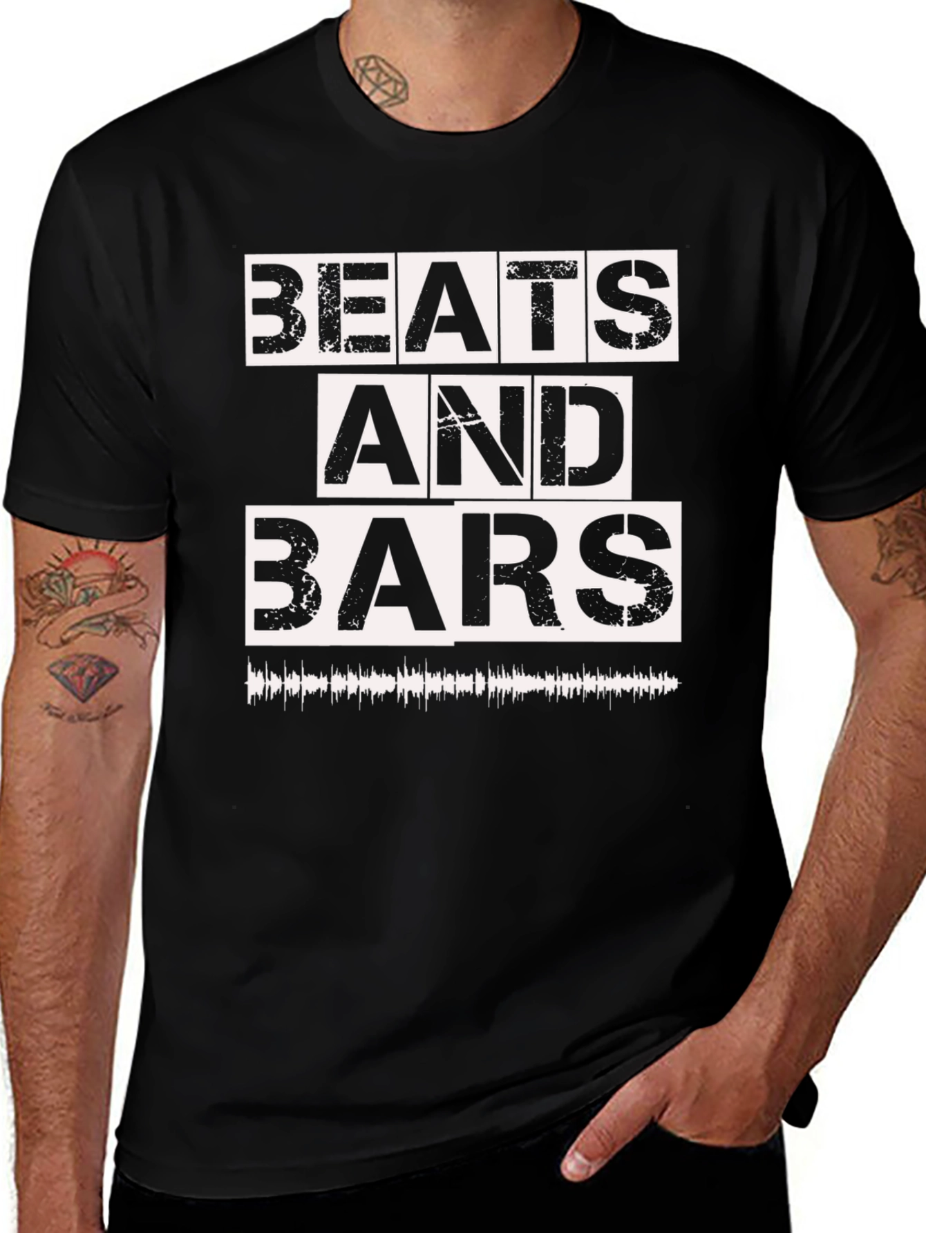 Beats and Bars Black Graphic T-Shirt