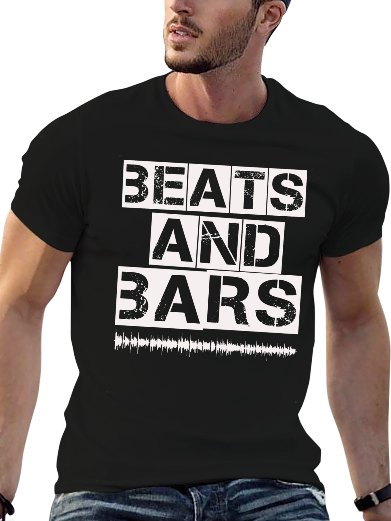 Beats and Bars Black Graphic T-Shirt