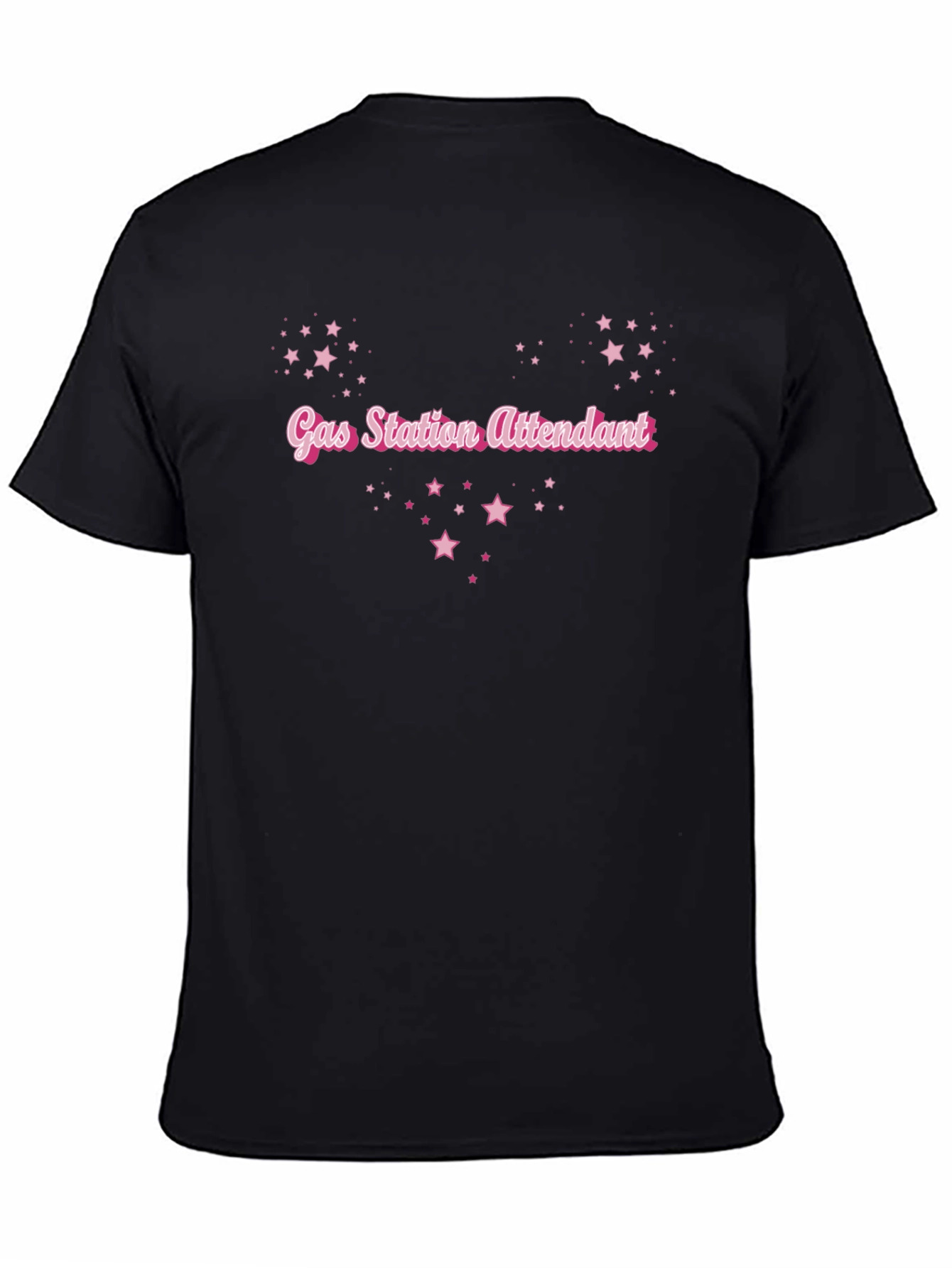 Gas Station Attendant Tee - Pink Stars