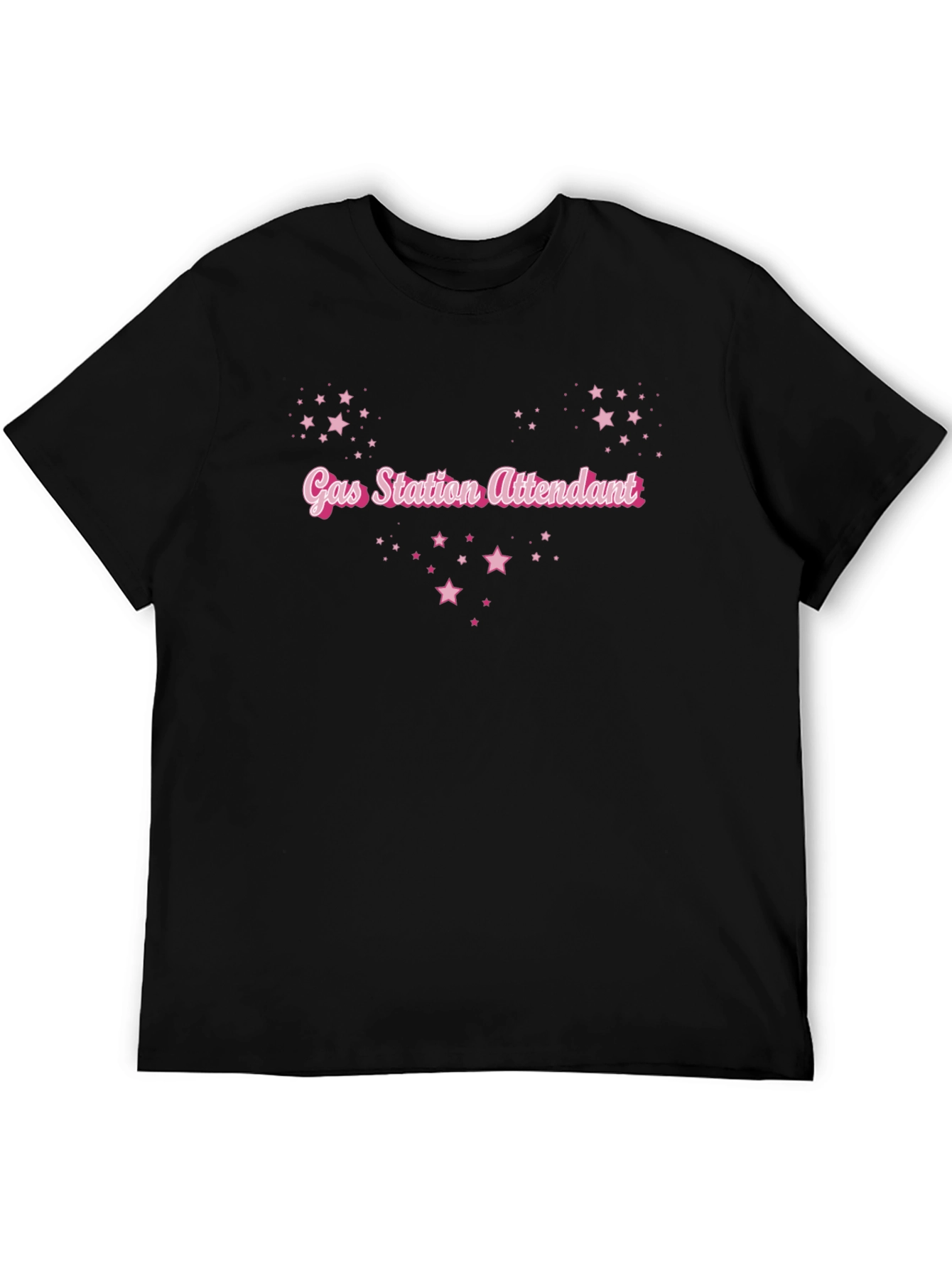 Gas Station Attendant Tee - Pink Stars