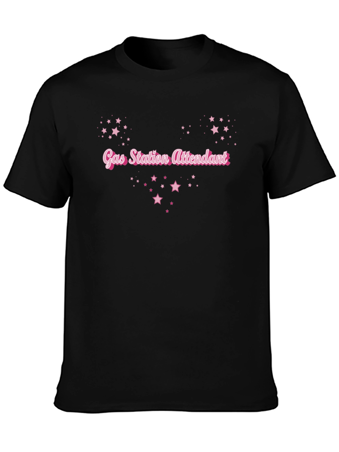 Gas Station Attendant Tee - Pink Stars