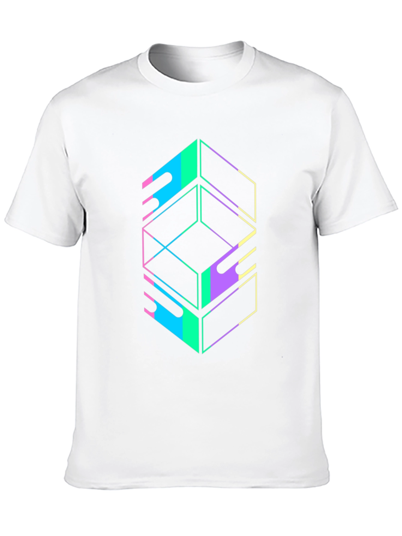 Geometric Graphic Tee - Retro Style Black T-Shirt