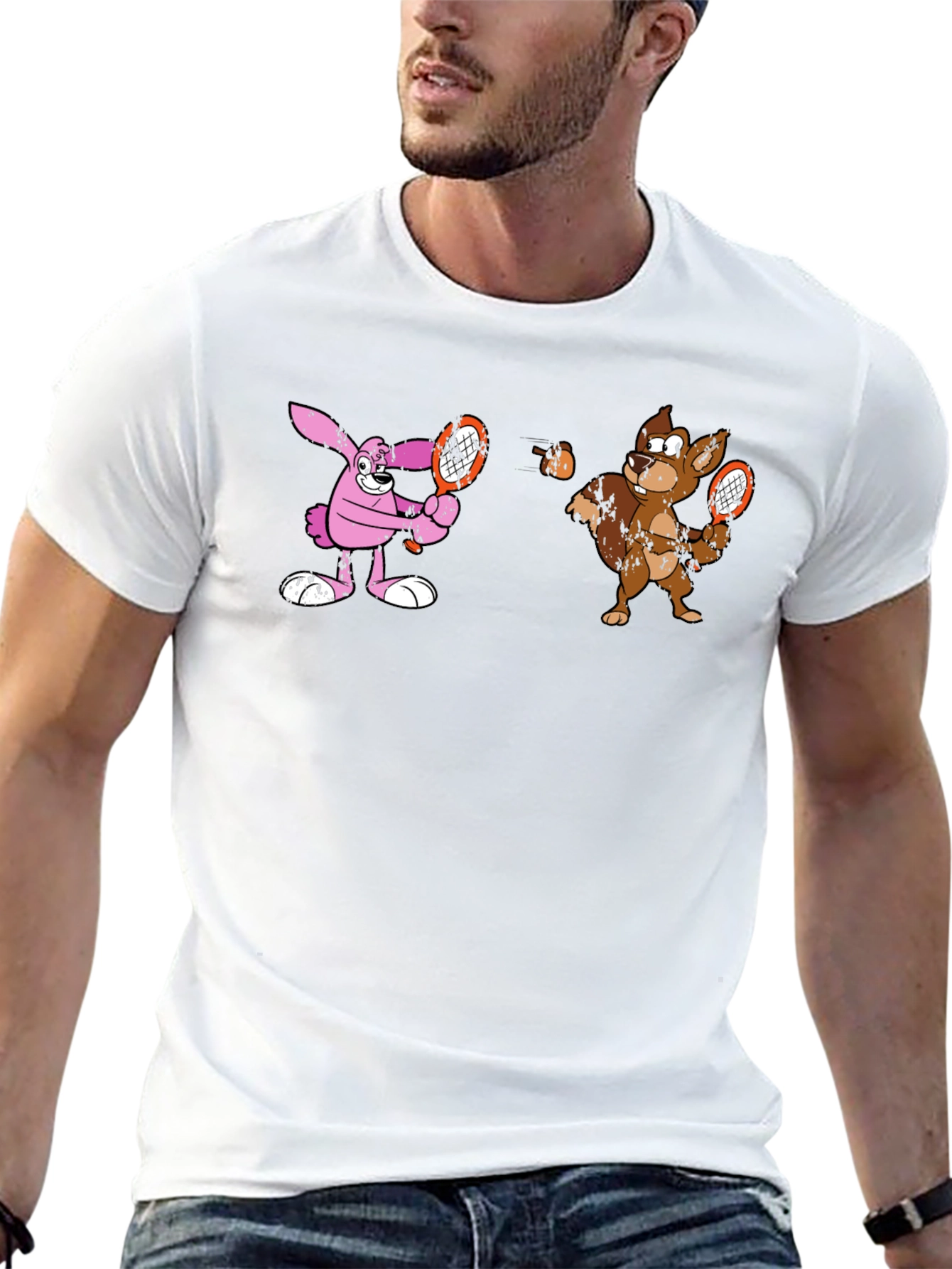 Tennis Cartoon Black T-Shirt