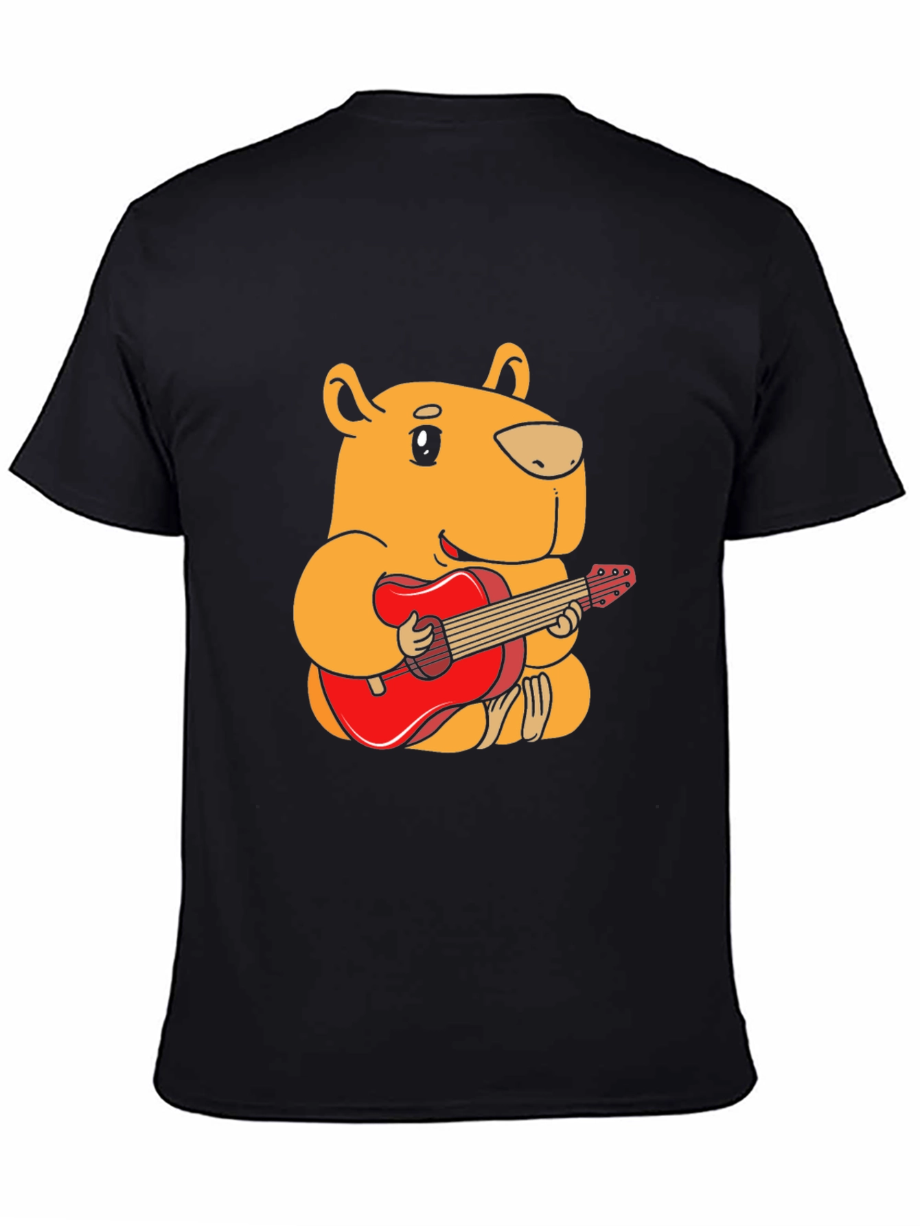 Capybara Guitar Player Black T-Shirt