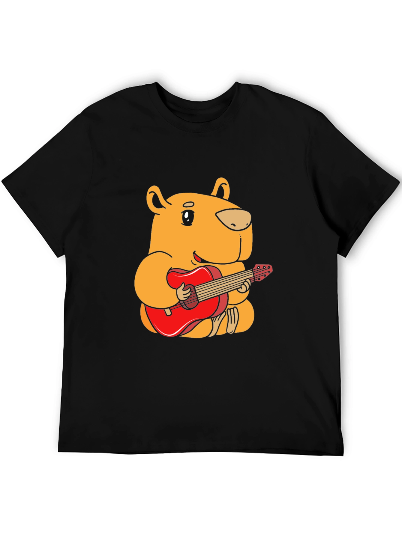 Capybara Guitar Player Black T-Shirt