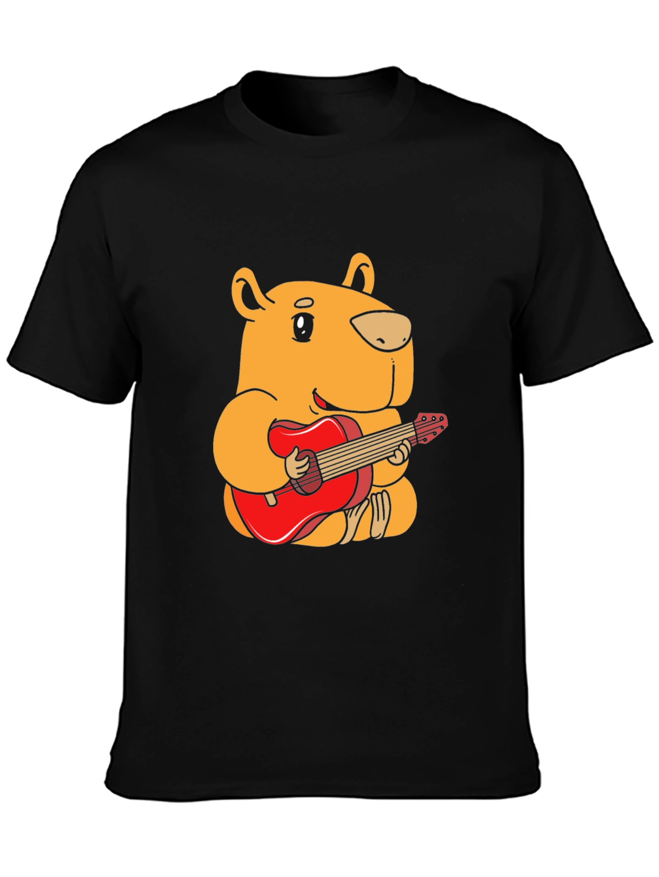 Capybara Guitar Player Black T-Shirt