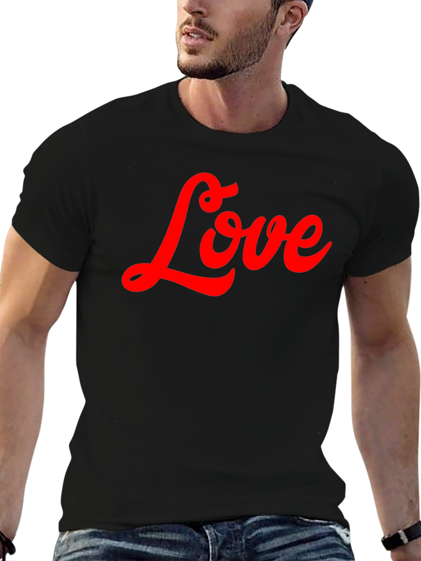 Love Script T-Shirt - Stylish Black Tee