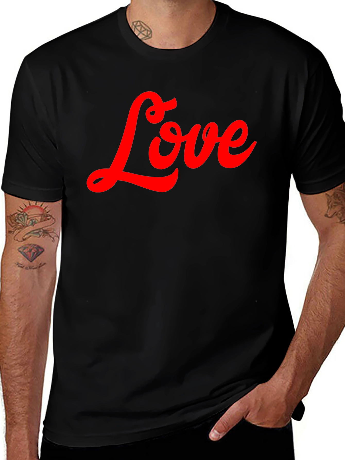 Love Script T-Shirt - Stylish Black Tee