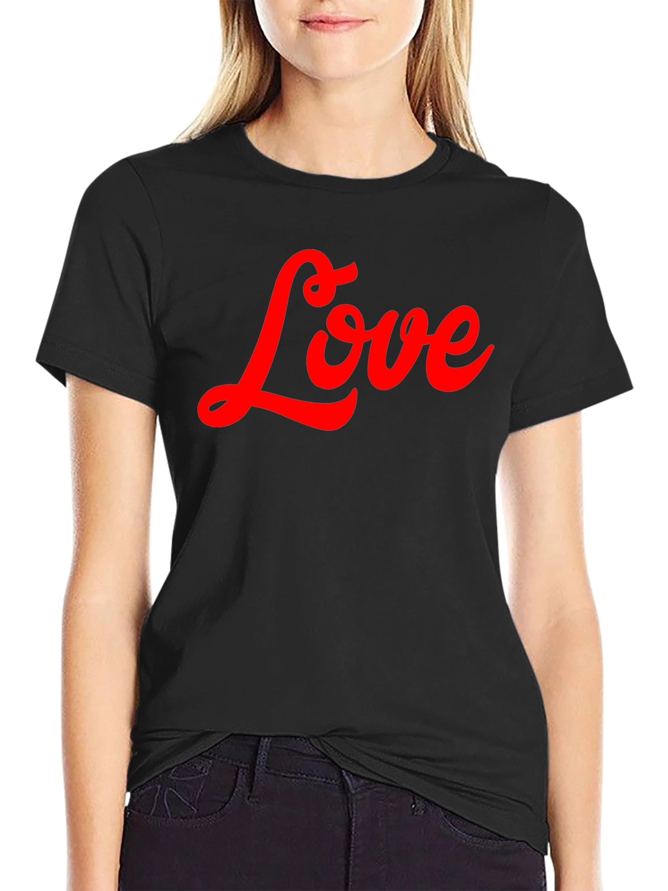 Love Script T-Shirt - Stylish Black Tee